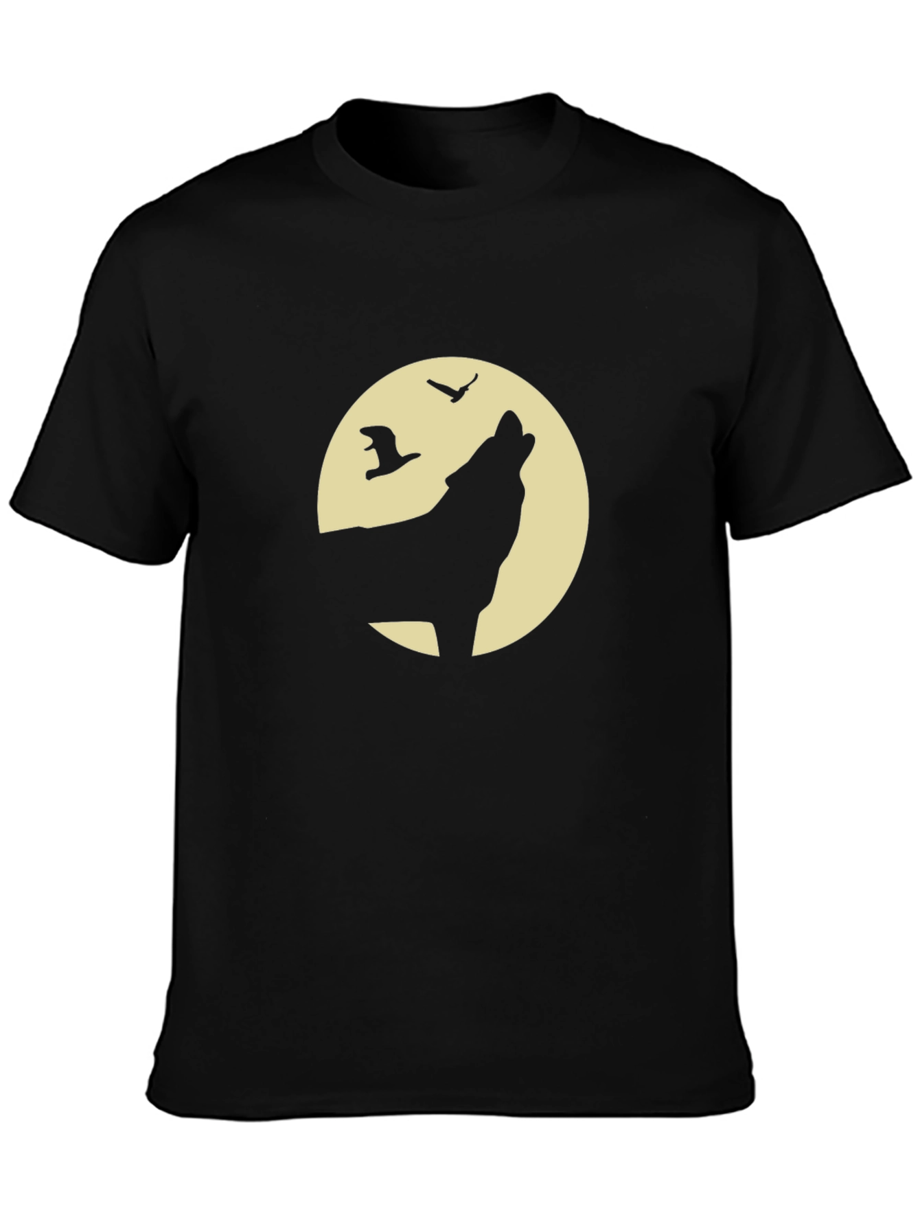 Black Wolf Howling Moon Graphic T-Shirt view 3