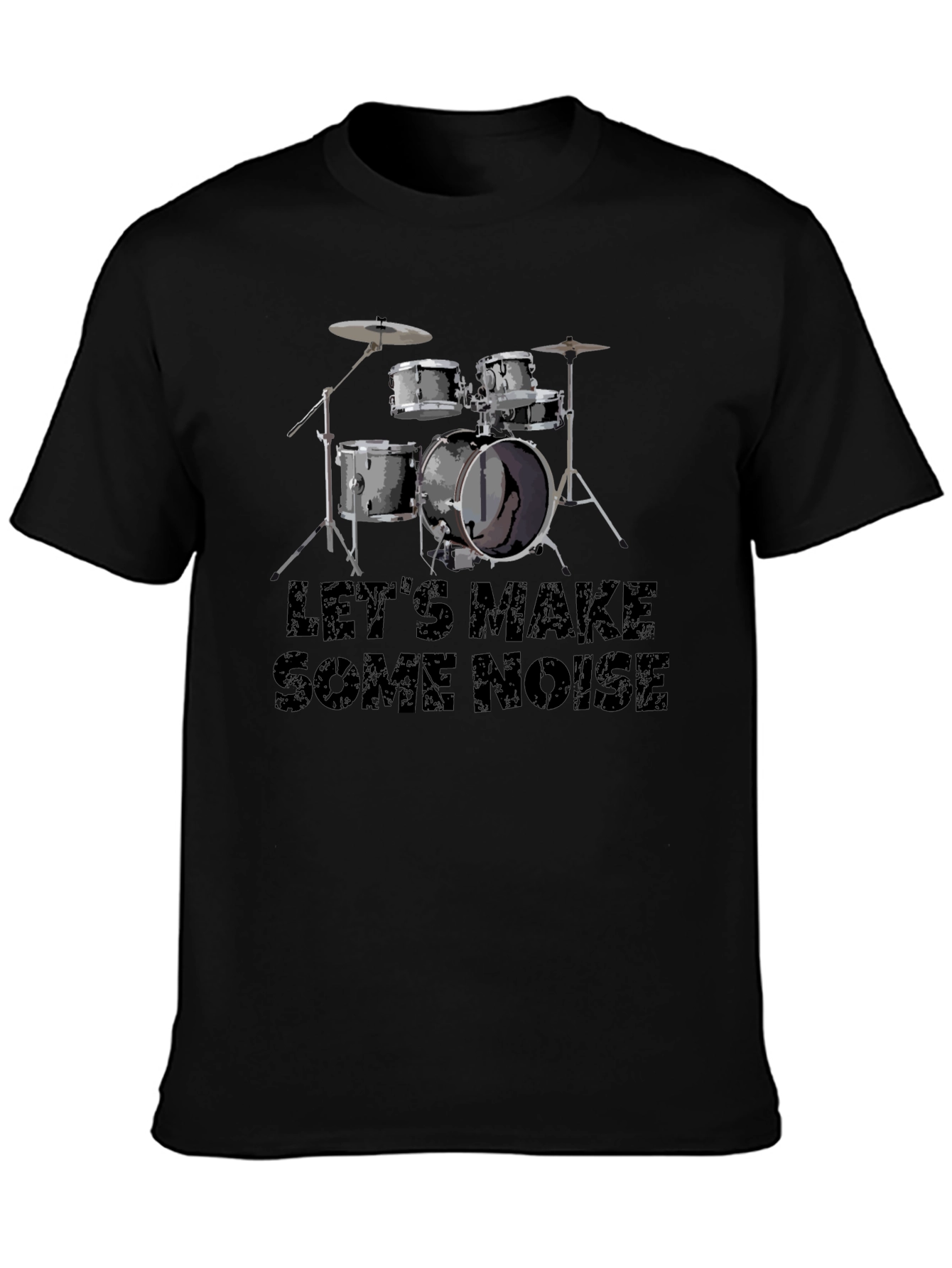 Black Let's Make Some Noise Black Drum Kit T-Shirt view 3