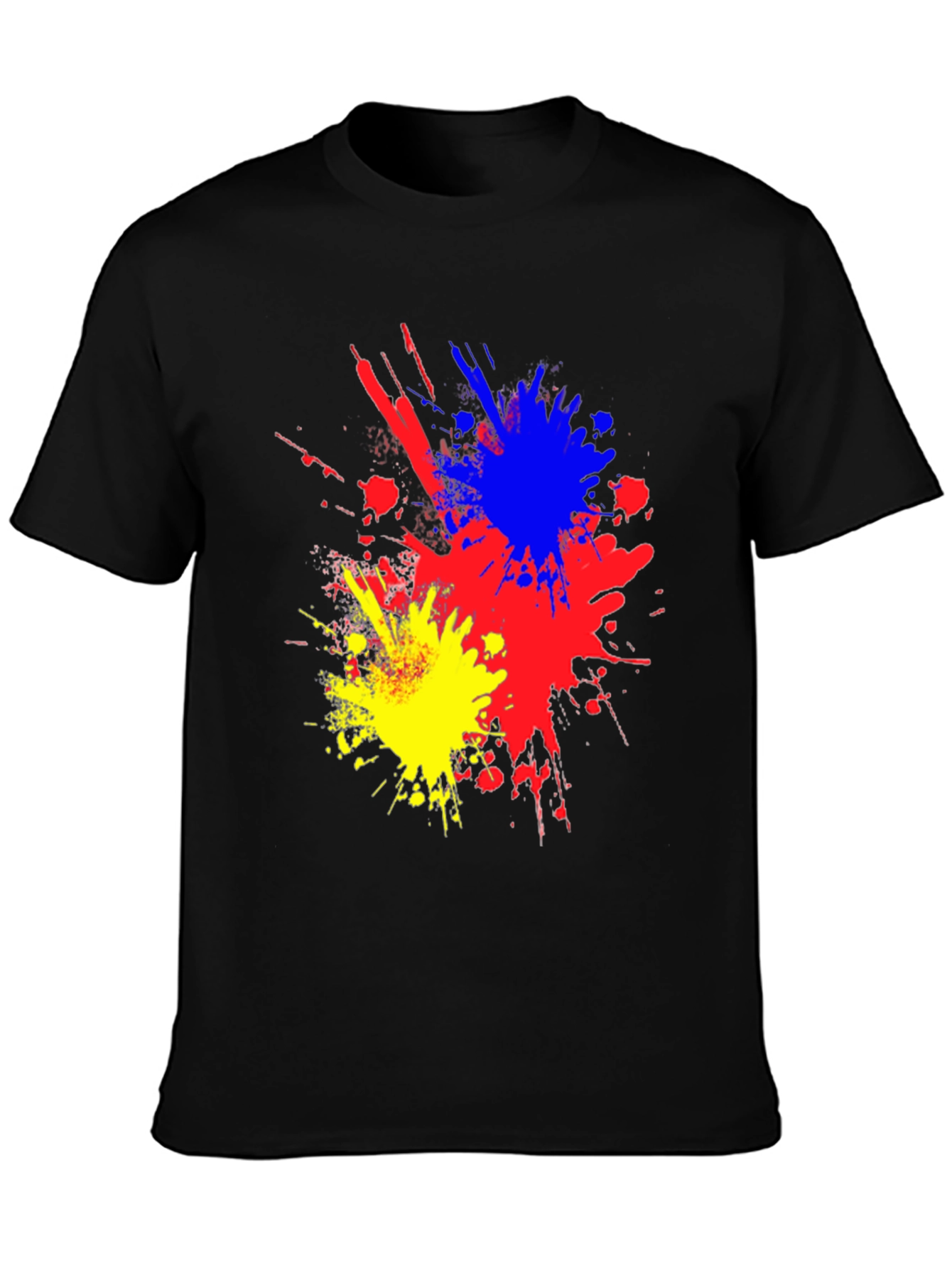 Black Abstract Paint Splatter Graphic Black T-Shirt view 3