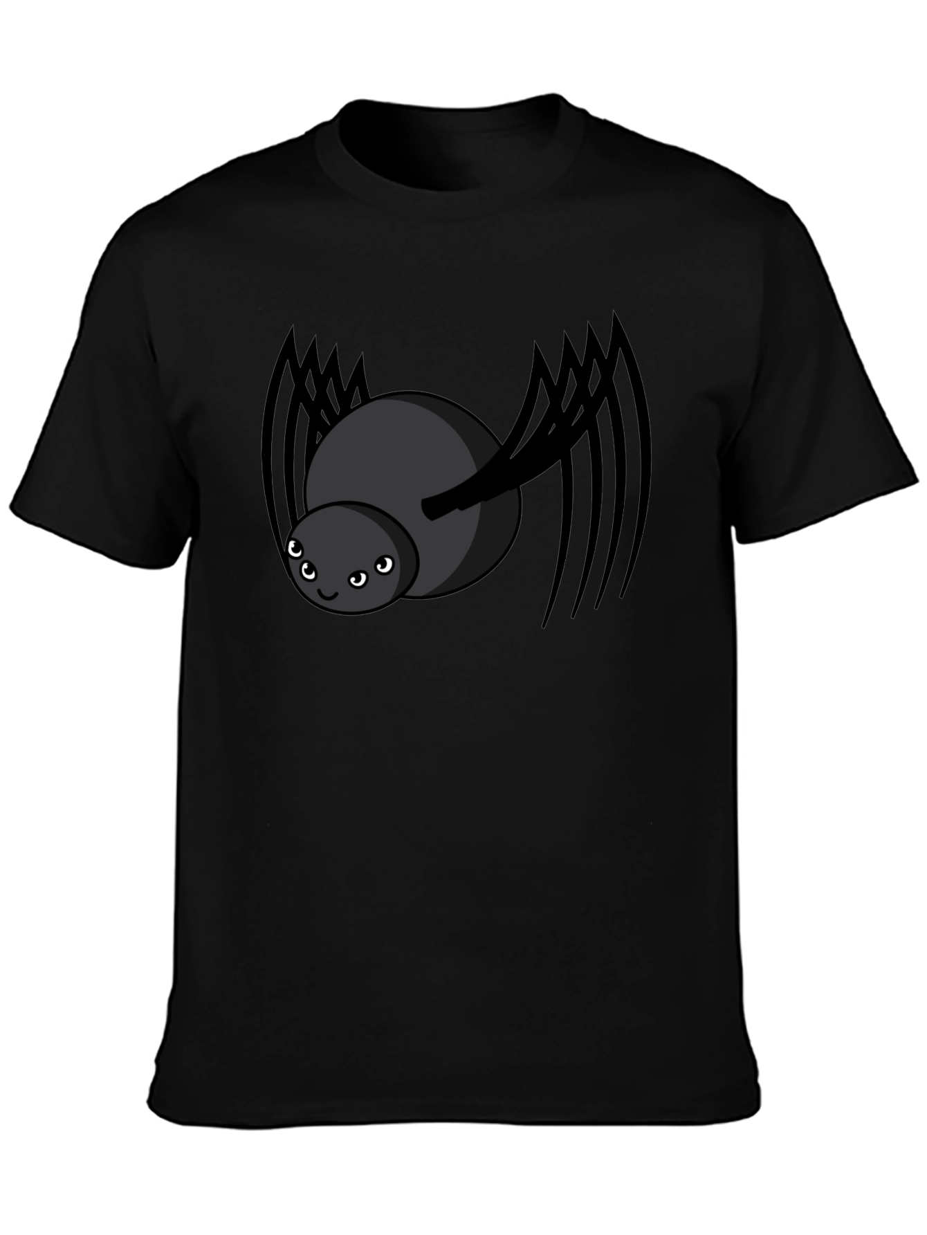 Black Cute Spider Graphic Black T-Shirt view 3