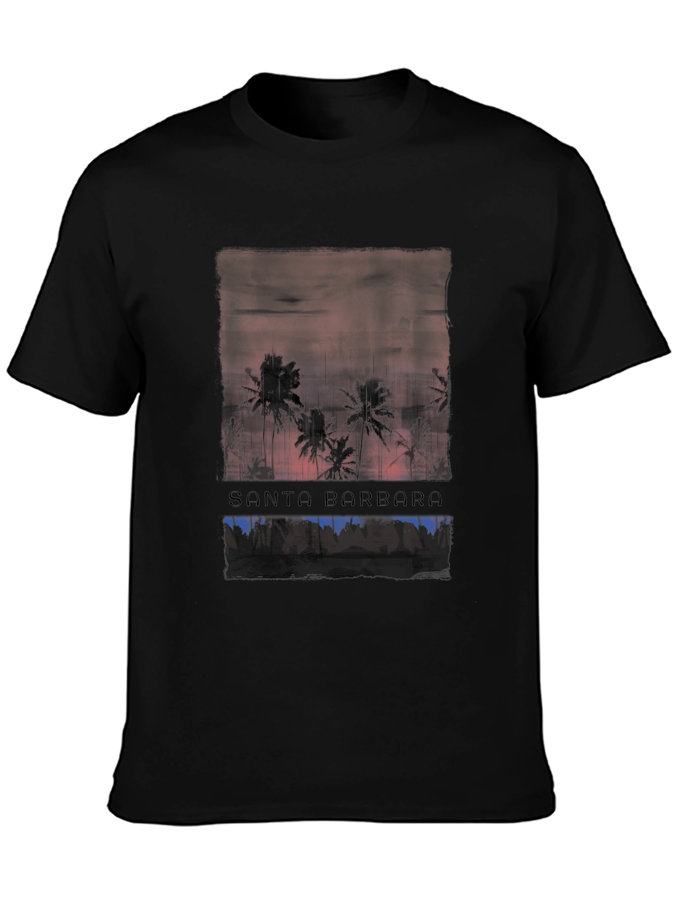 Black Santa Barbara Palm Sunset Graphic Tee view 3