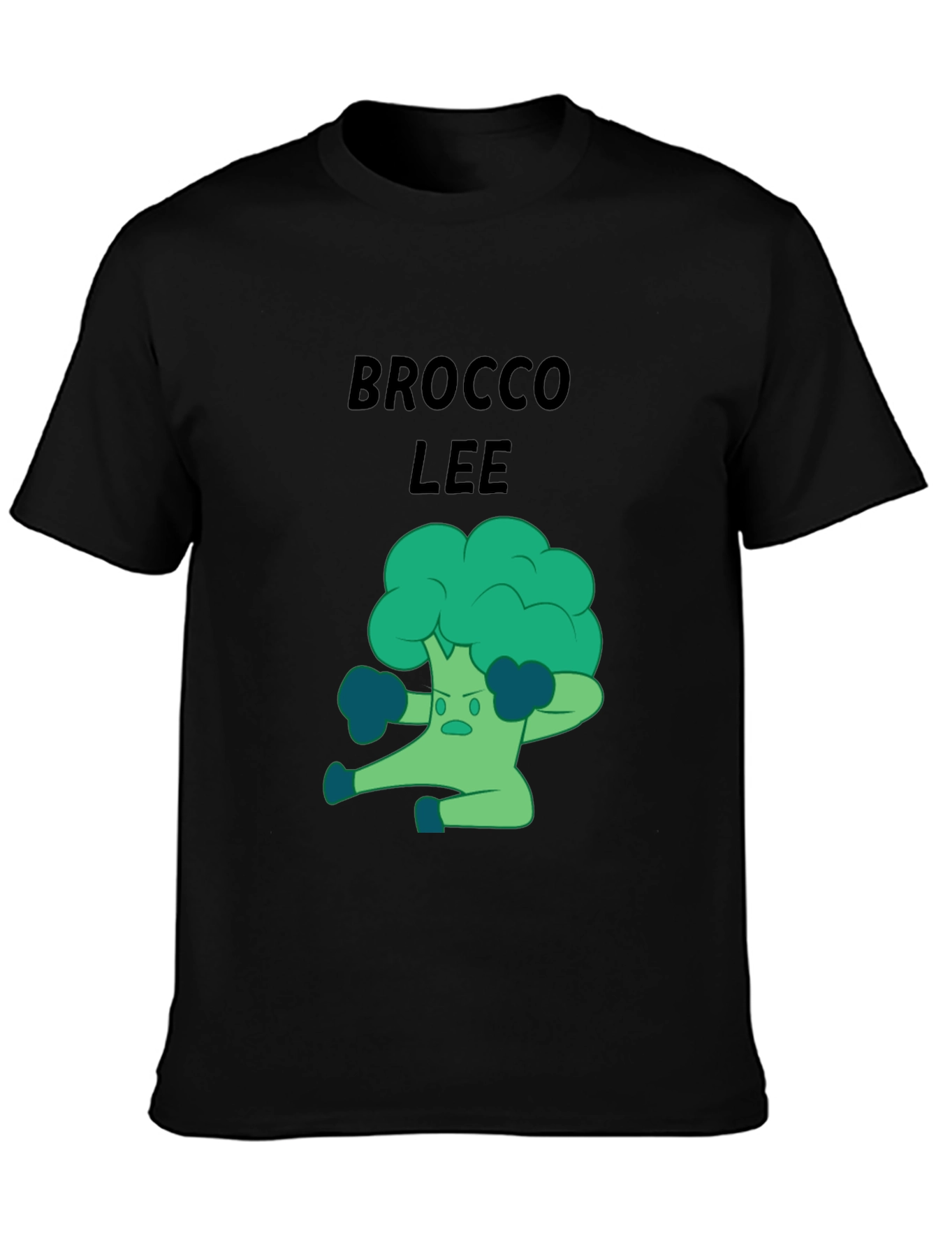 Black Brocco Lee T-Shirt - Funny Vegetable Boxer view 3