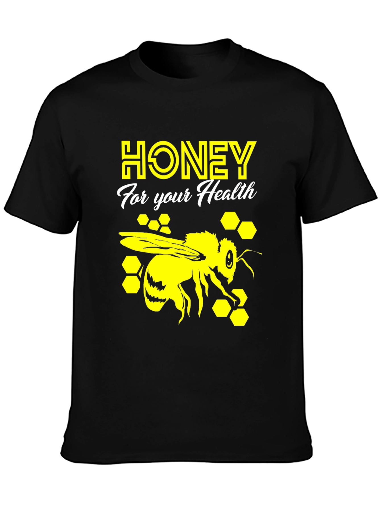 Black Honey Bee Health T-Shirt - Graphic Print Tee view 3