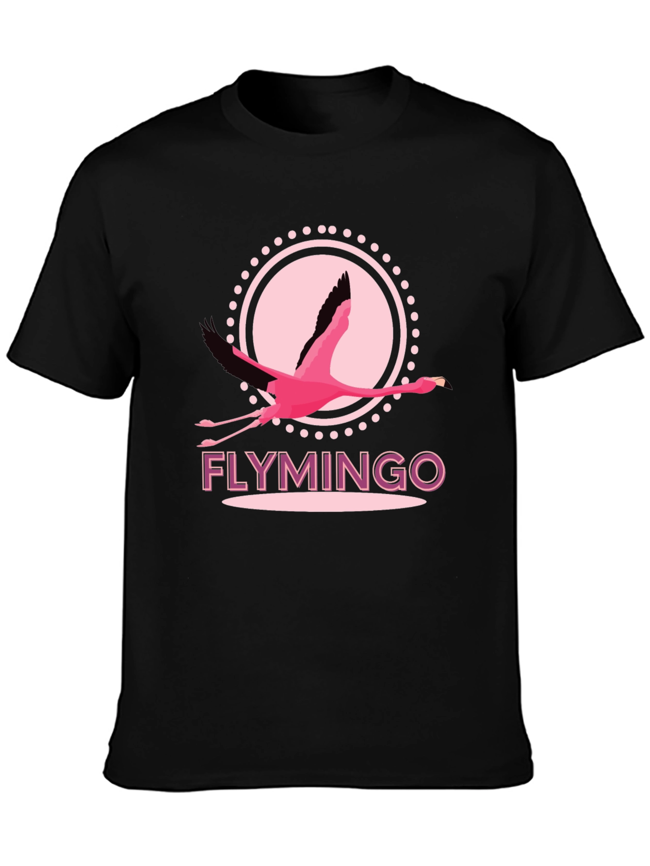 Black Flymingo T-Shirt - Pink Flamingo Graphic Tee view 3