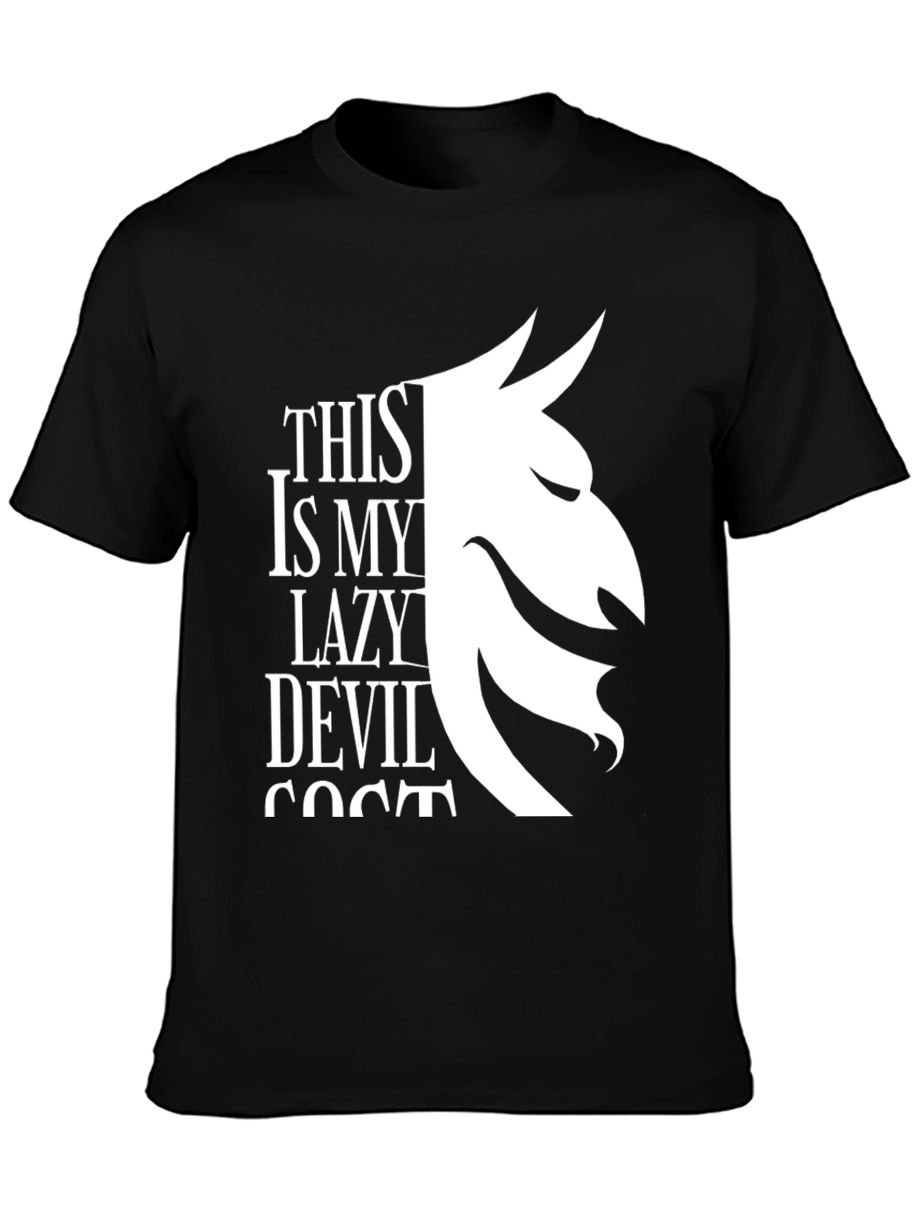 Black Lazy Devil Costume T-Shirt - Black Graphic Tee view 3