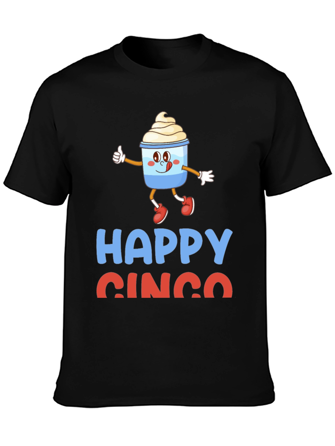 Black Happy Cinco Cartoon T-Shirt view 3
