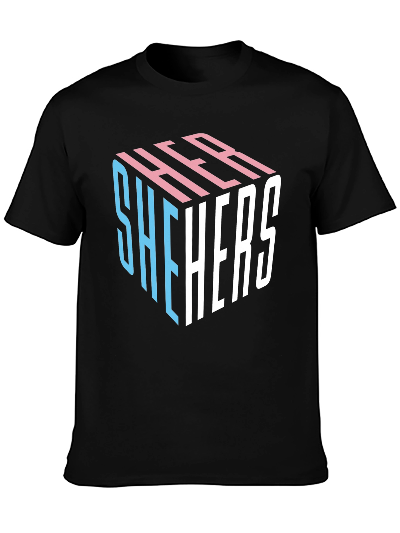 Black She Hers LGBTQ+ Pride Cube T-Shirt view 3