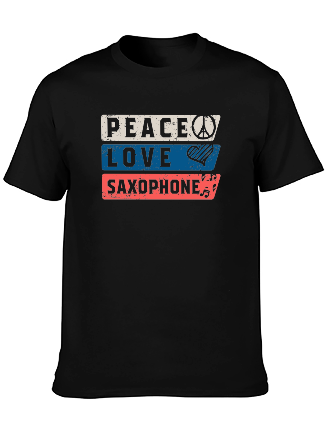 Black Peace Love Saxophone Graphic Tee view 3