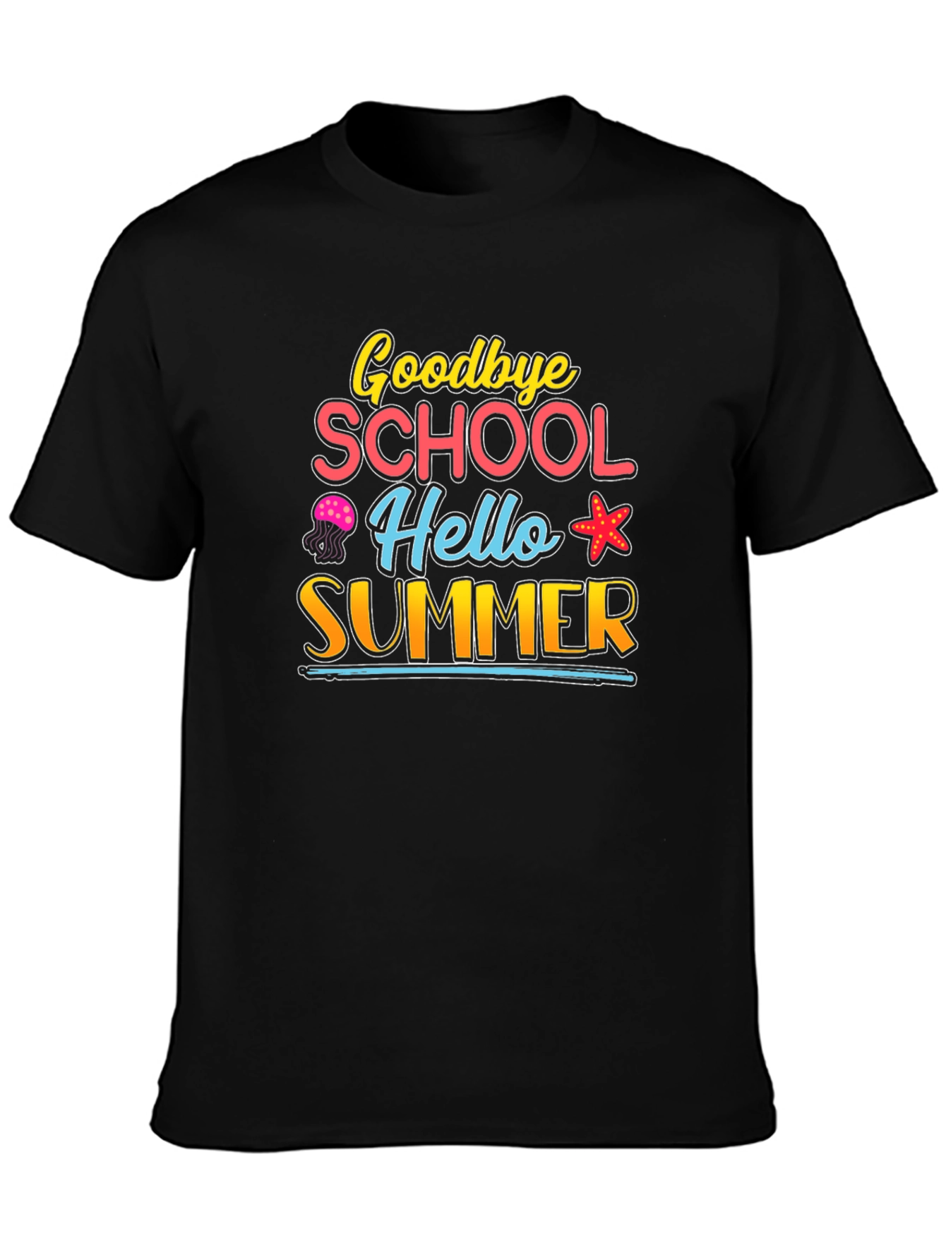 Black Goodbye School Hello Summer T-Shirt view 3