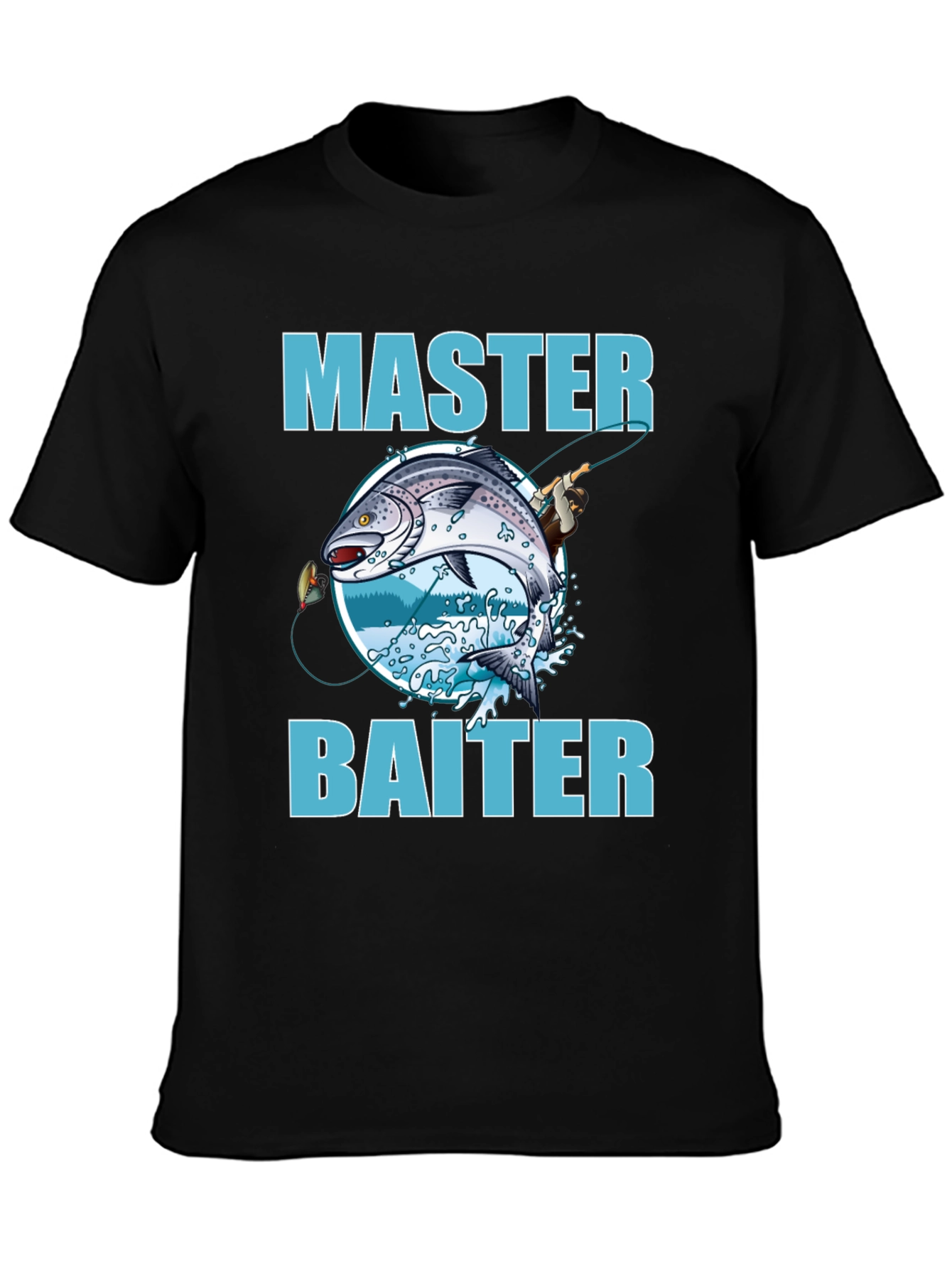 Black Master Baiter Fishing T-Shirt - Funny Fishing Tee view 3