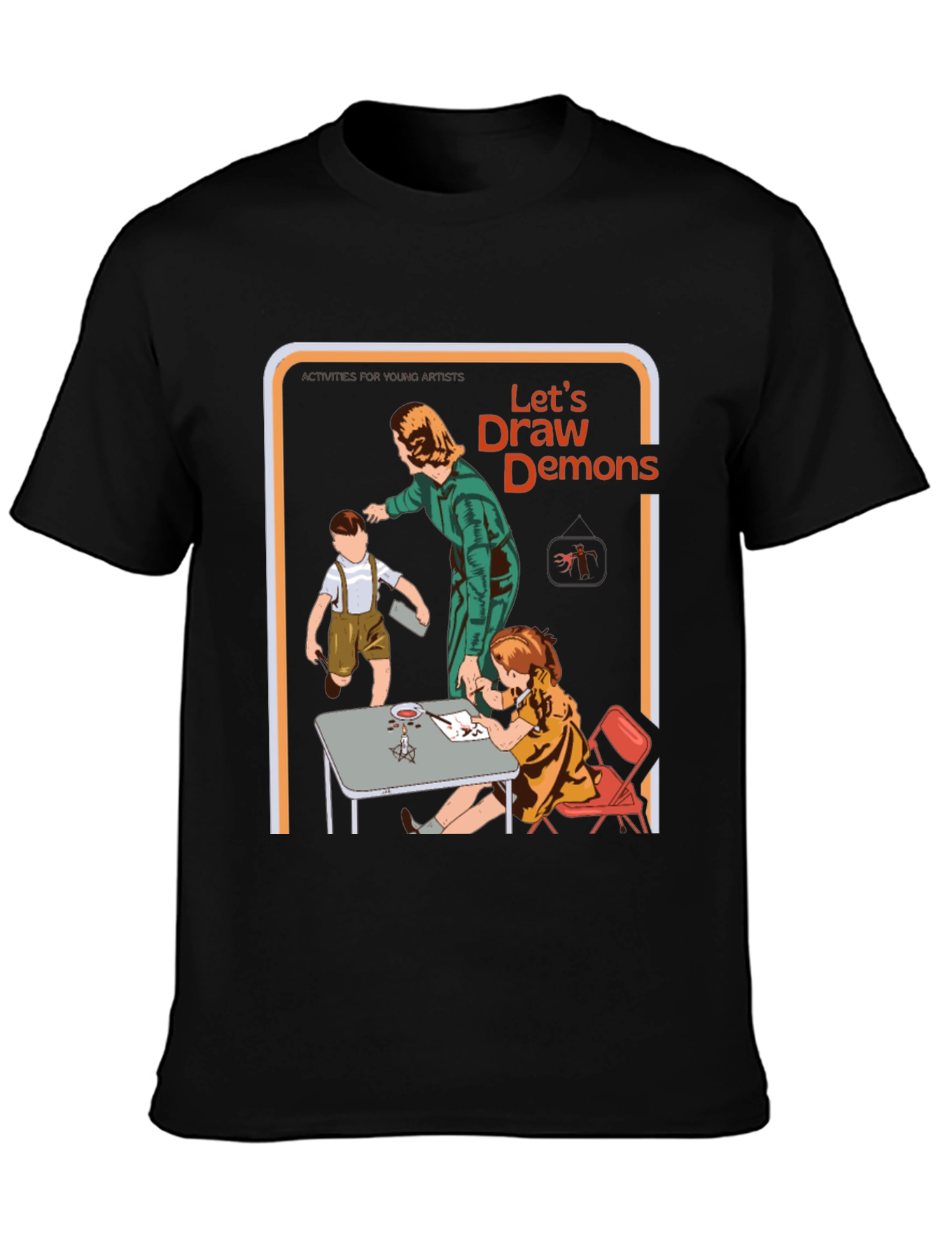 Black Let's Draw Demons Graphic Tee view 3