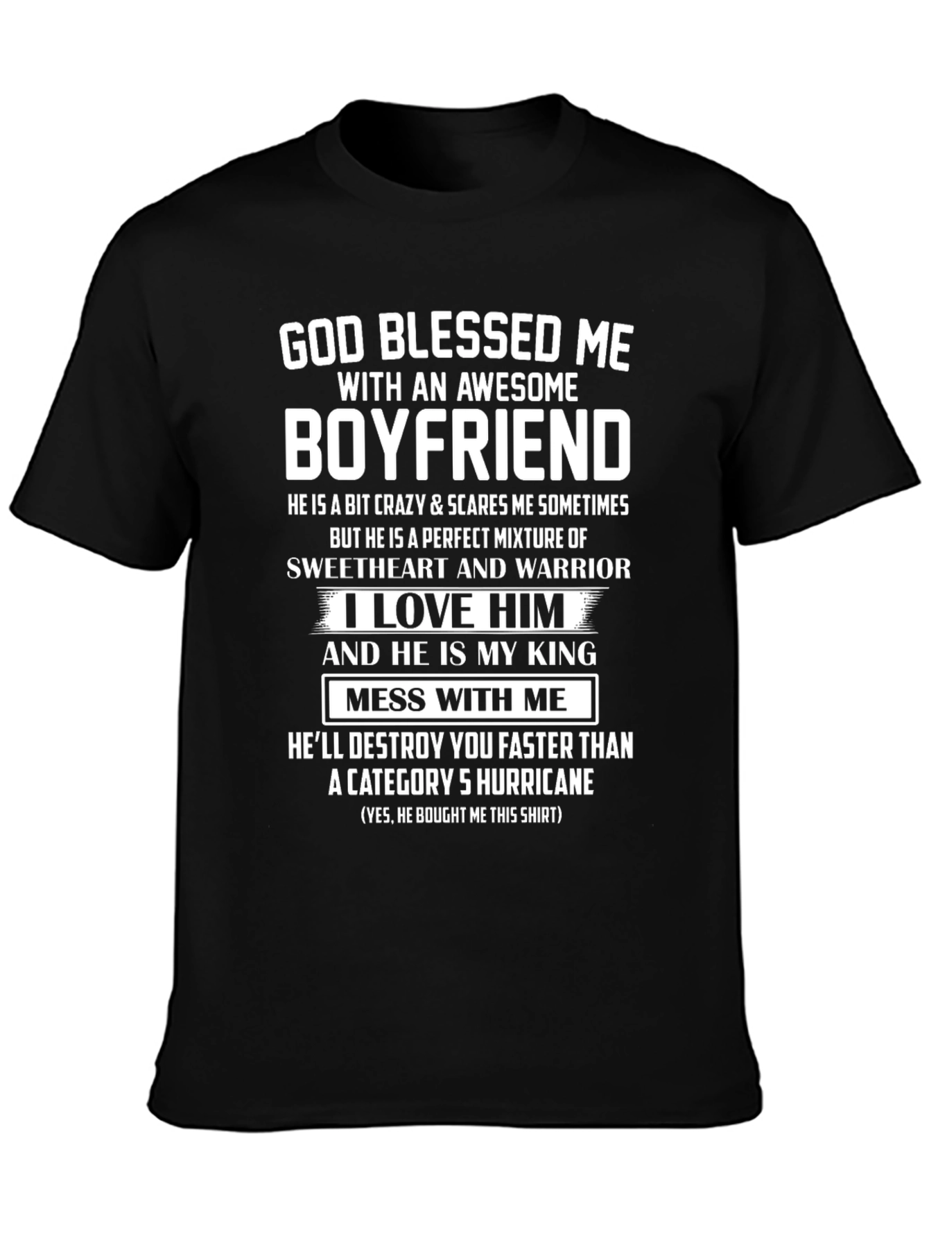 Black Awesome Boyfriend T-Shirt - Category 5 Hurricane view 3
