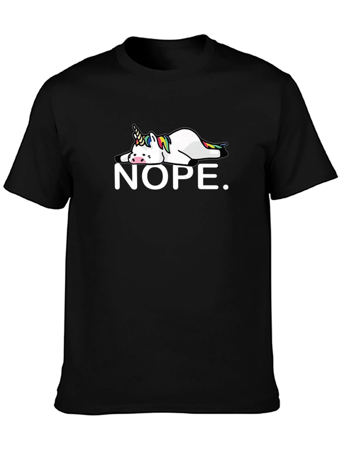 Black Nope Unicorn Black T-Shirt - Funny Graphic Tee view 3
