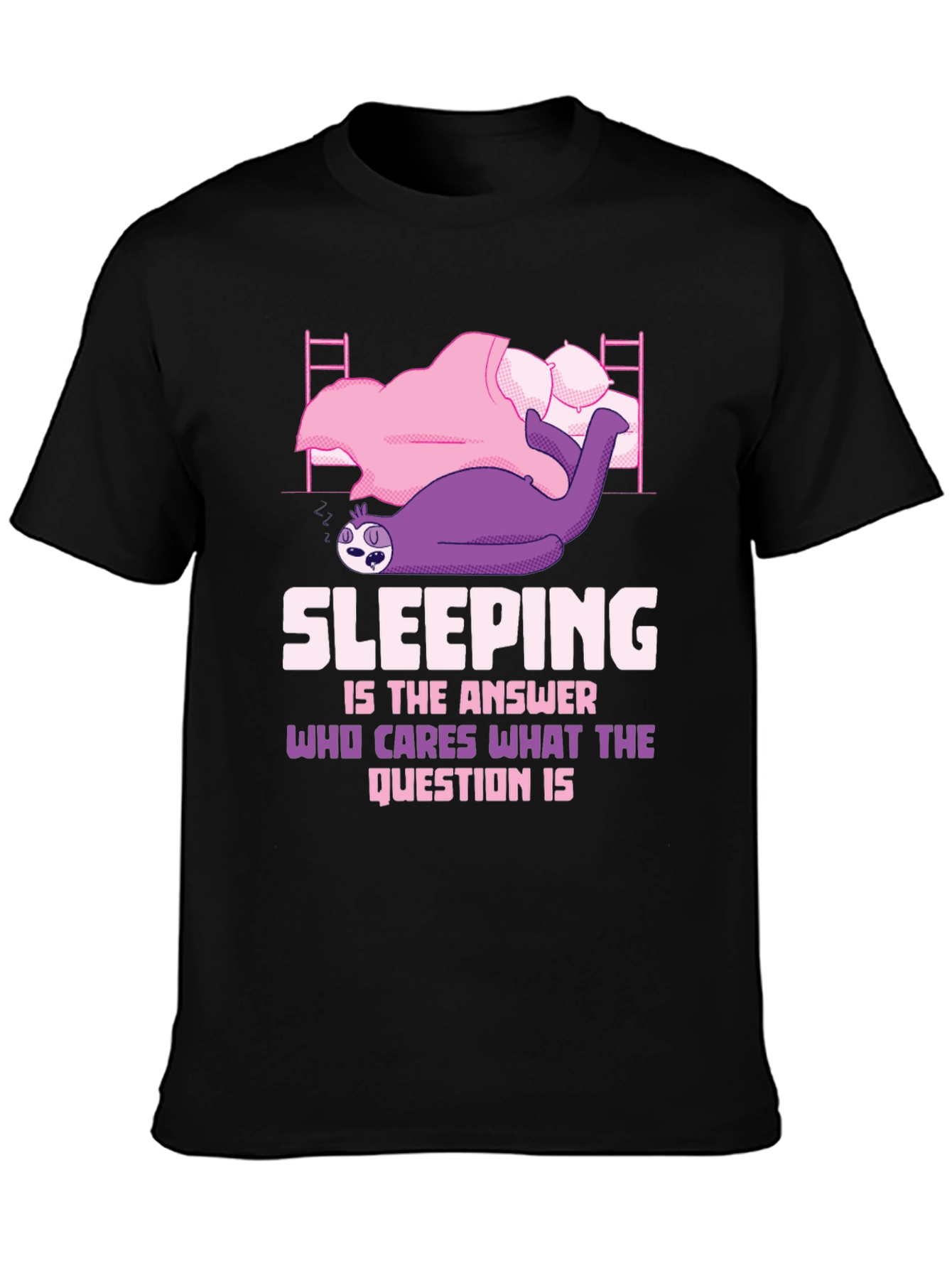 Black Sloth Sleeping T-Shirt - Funny Sleep Lover Tee view 3