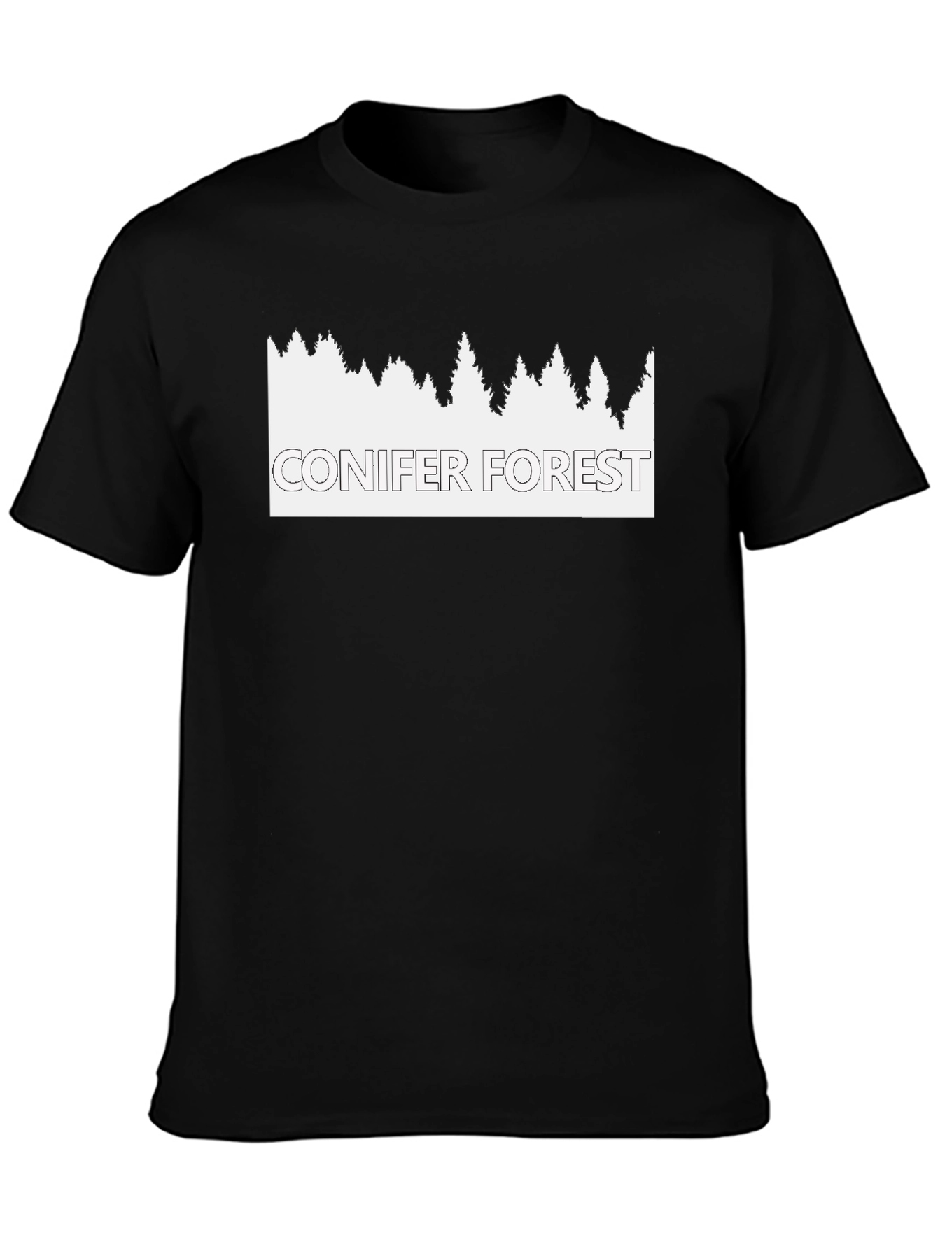 Black Conifer Forest Graphic Tee - Nature Inspired T-Shirt view 3