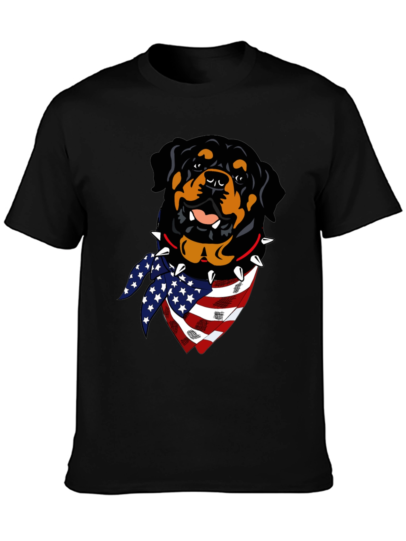 Black Rottweiler USA Flag T-Shirt view 3