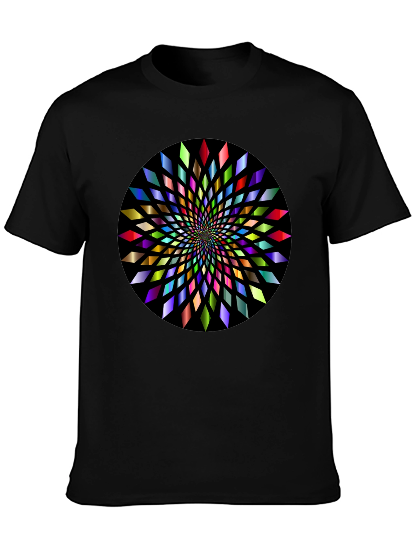 Black Abstract Geometric Circle Graphic T-Shirt view 3