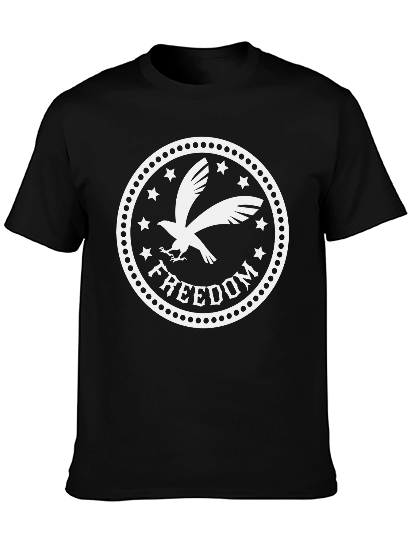 Black Freedom Eagle Graphic Tee - Black Cotton Blend view 3
