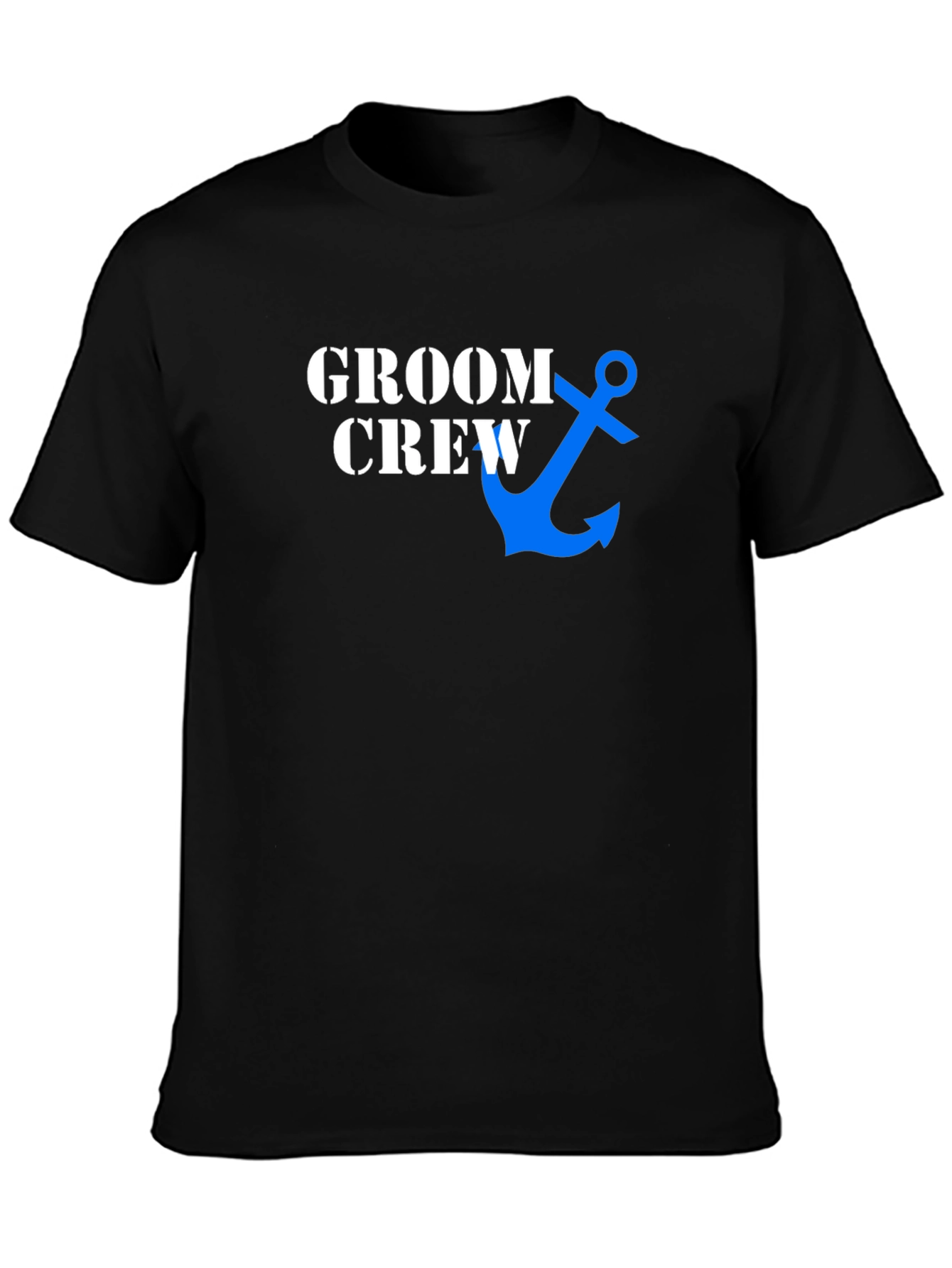 Black Groom Crew Anchor Graphic Tee - Black Cotton Blend view 3