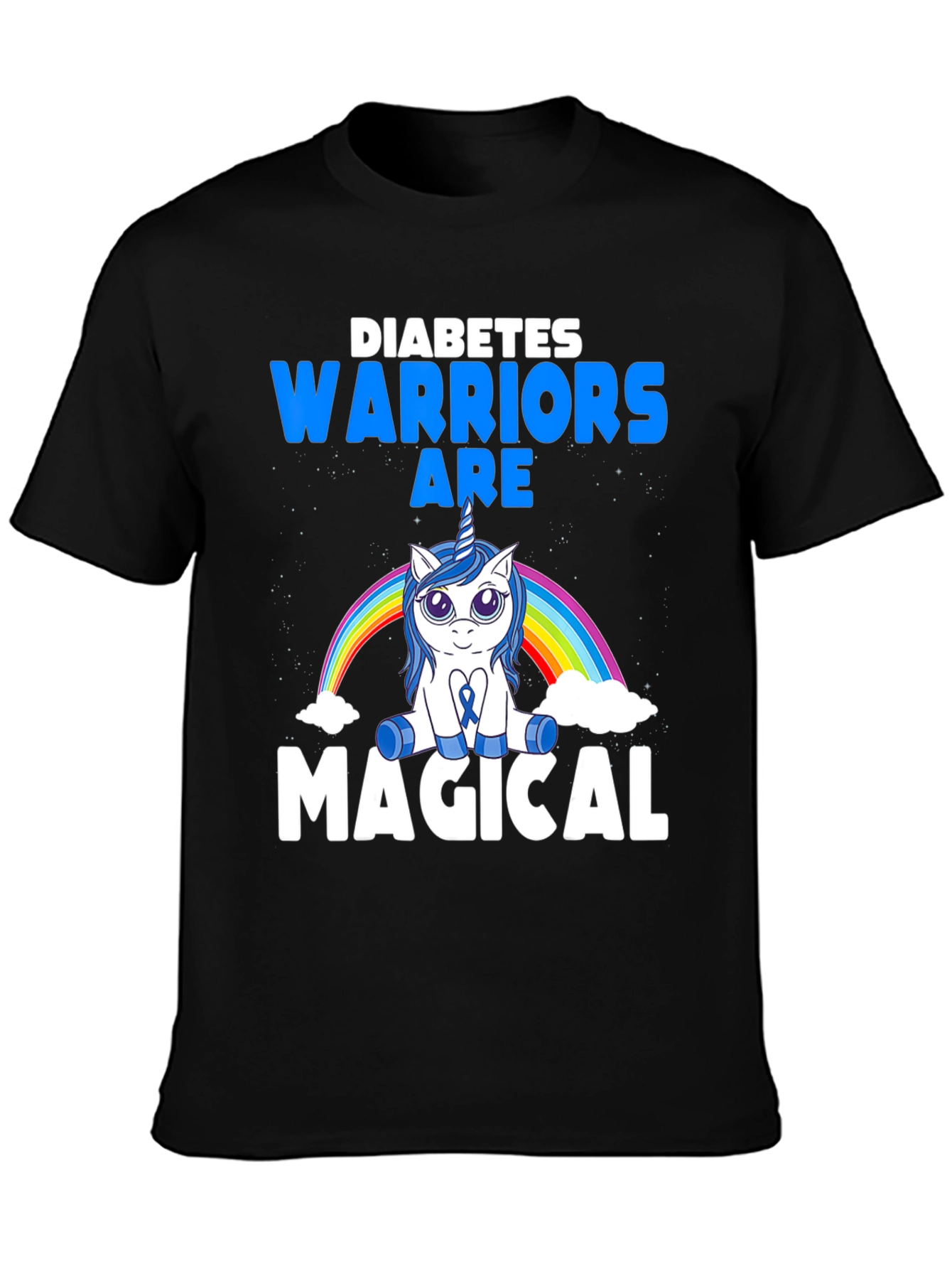 Black Diabetes Warrior Magical Unicorn T-Shirt view 3