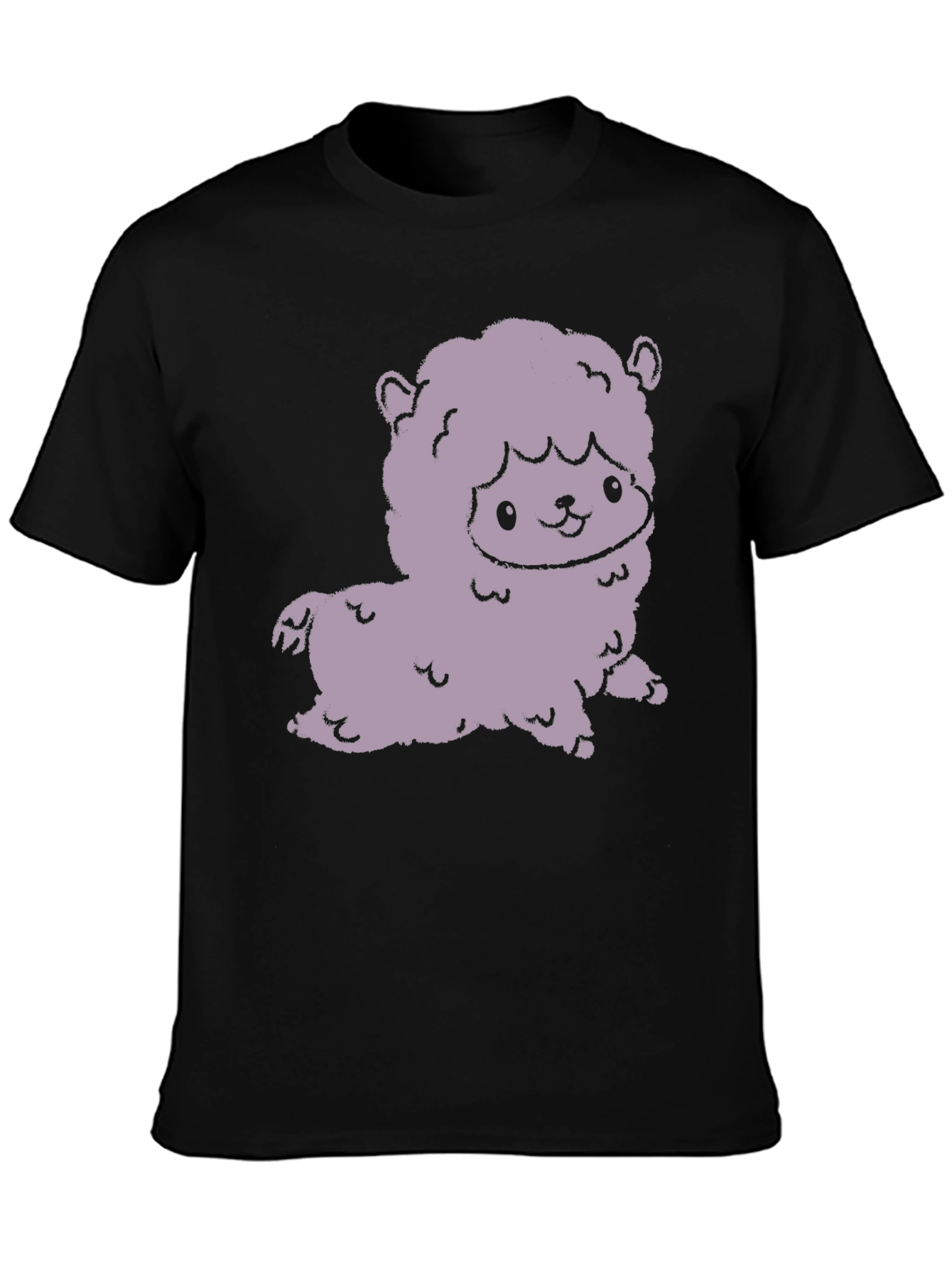 Black Cute Alpaca Graphic Tee - Stylish Black T-Shirt view 3