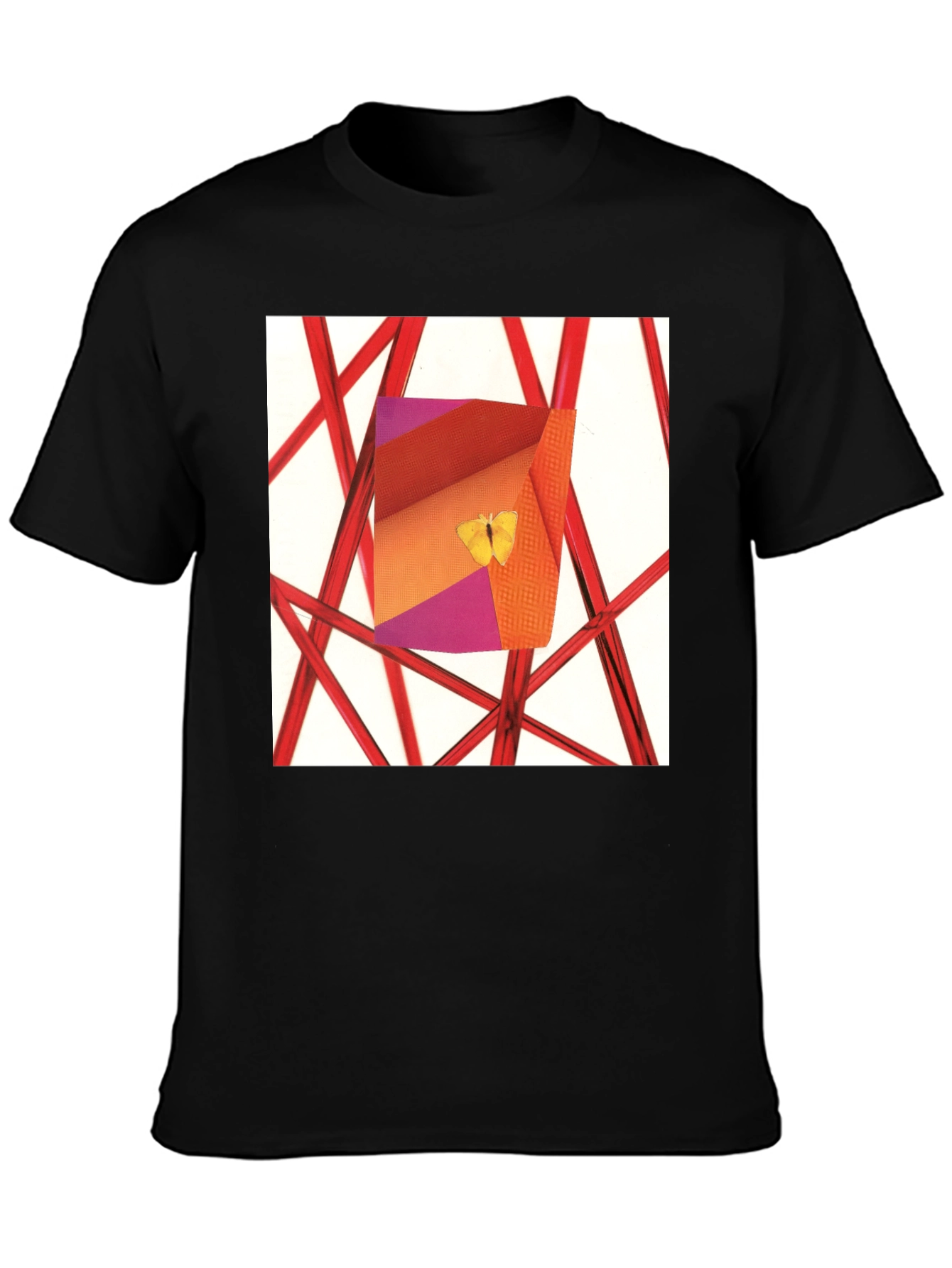 Black Abstract Art T-Shirt: Butterfly Graphic Tee view 3