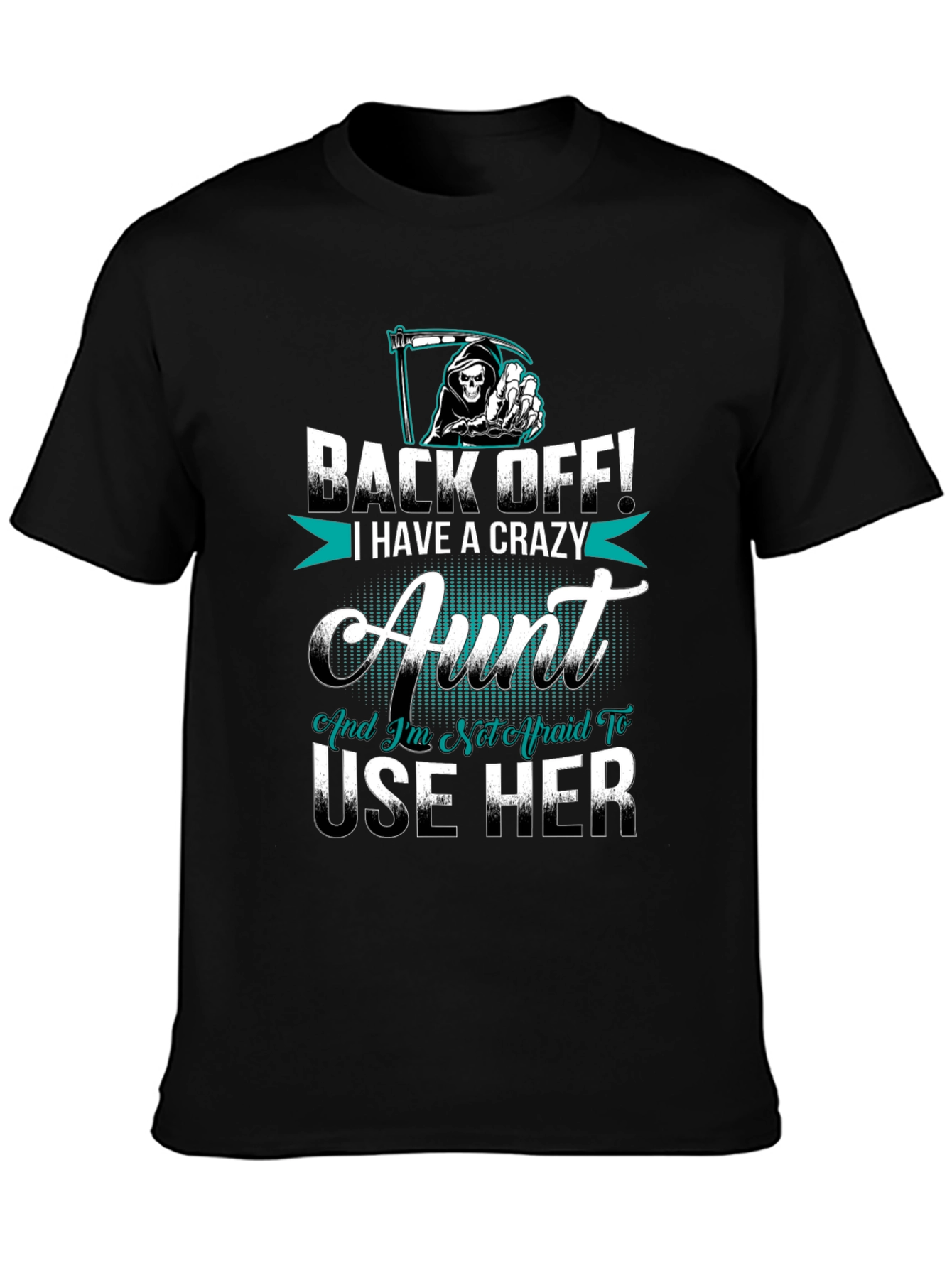 Black Crazy Aunt T-Shirt Novelty Graphic Tee view 3
