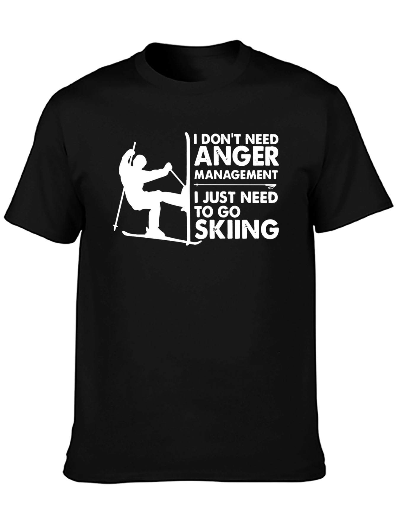 Black Funny Skiing T-Shirt - Anger Management Tee view 3