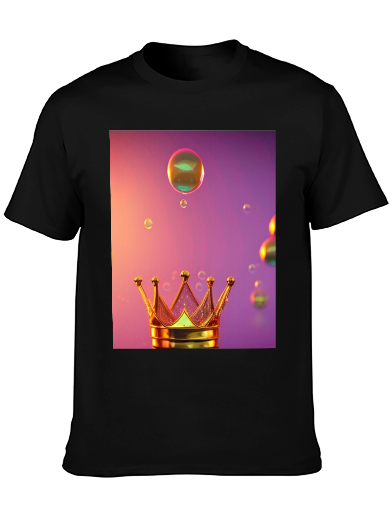 Black Crown and Bubbles Graphic Tee view 3