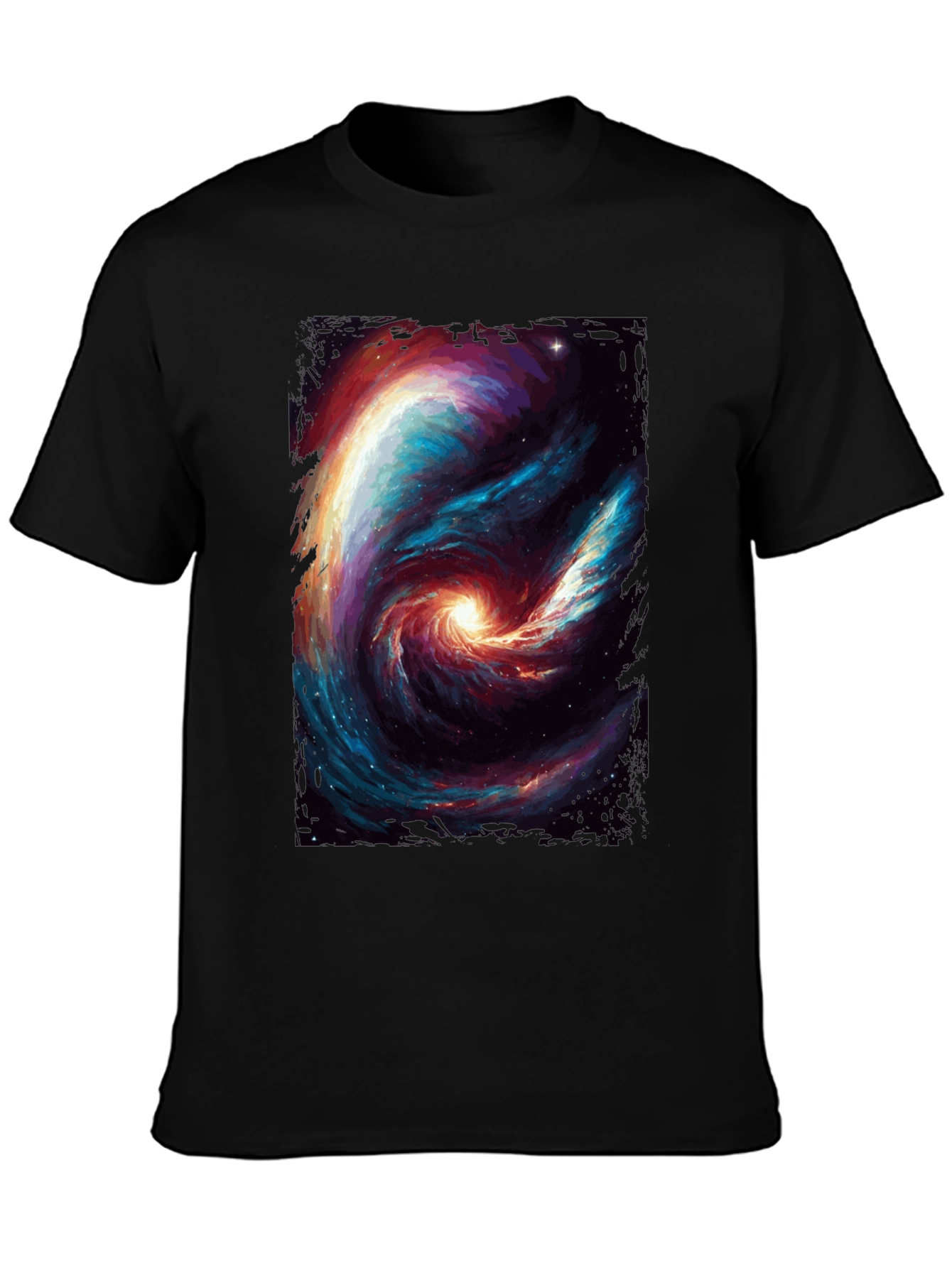 Black Cosmic Galaxy Swirl Graphic T-Shirt - Black view 3