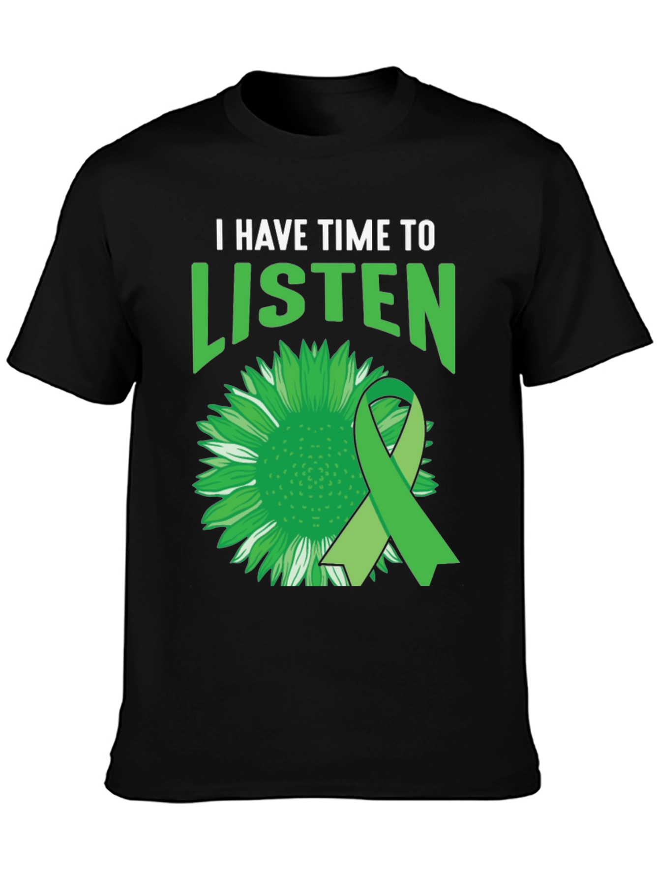 Black I Have Time to Listen Mental Health T-Shirt view 3