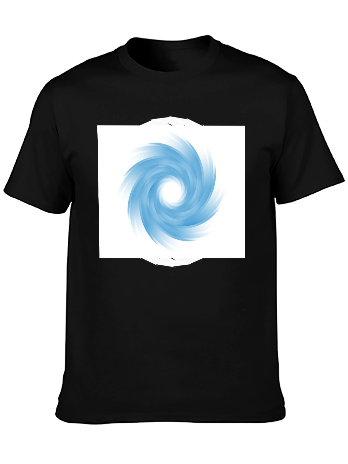 Black Black T-Shirt with Abstract Swirl Design view 3