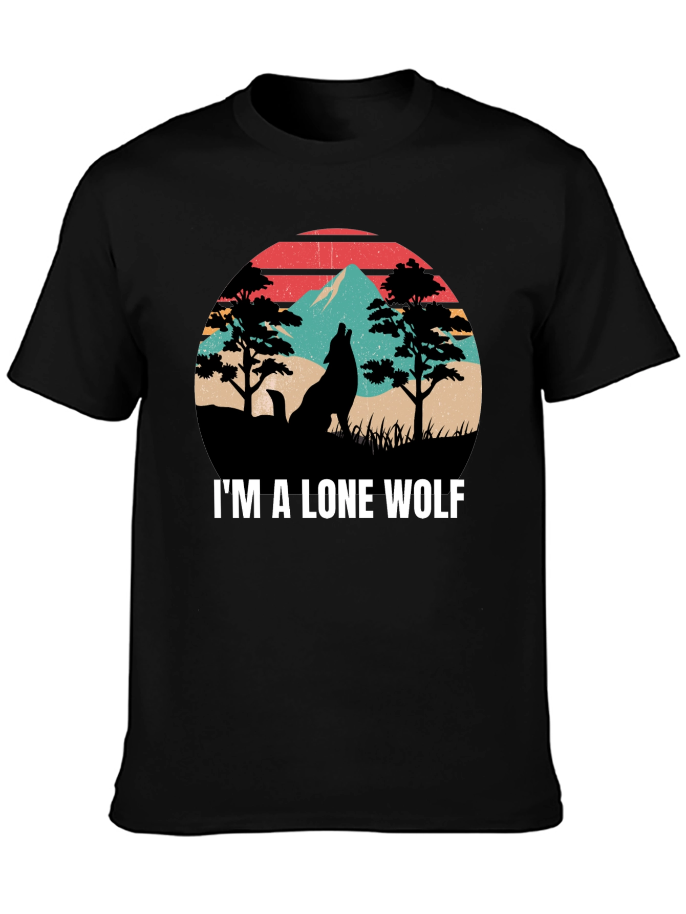 Black Lone Wolf Graphic Tee - Nature Inspired Design view 3