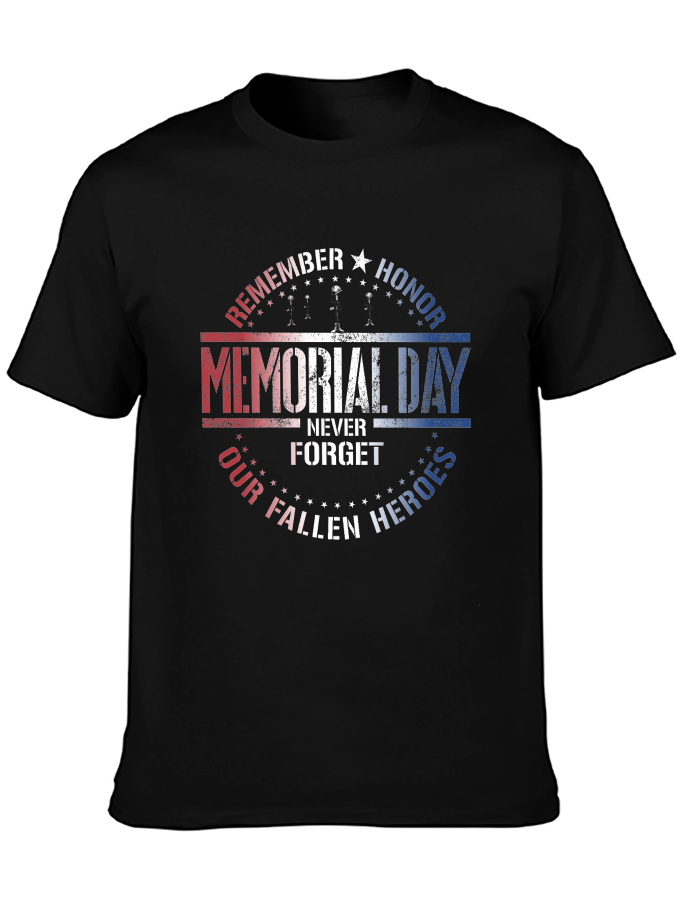 Black Memorial Day Honor Fallen Heroes T-Shirt view 3