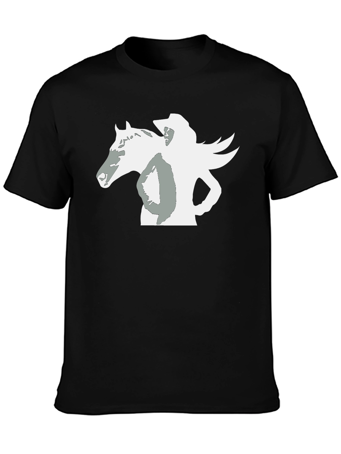 Black Black Tee with Horse and Rider Graphic view 3