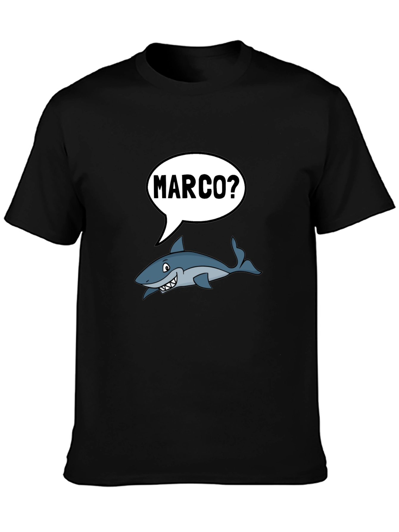 Black Marco Shark T-Shirt - Funny Ocean Humor Tee view 3
