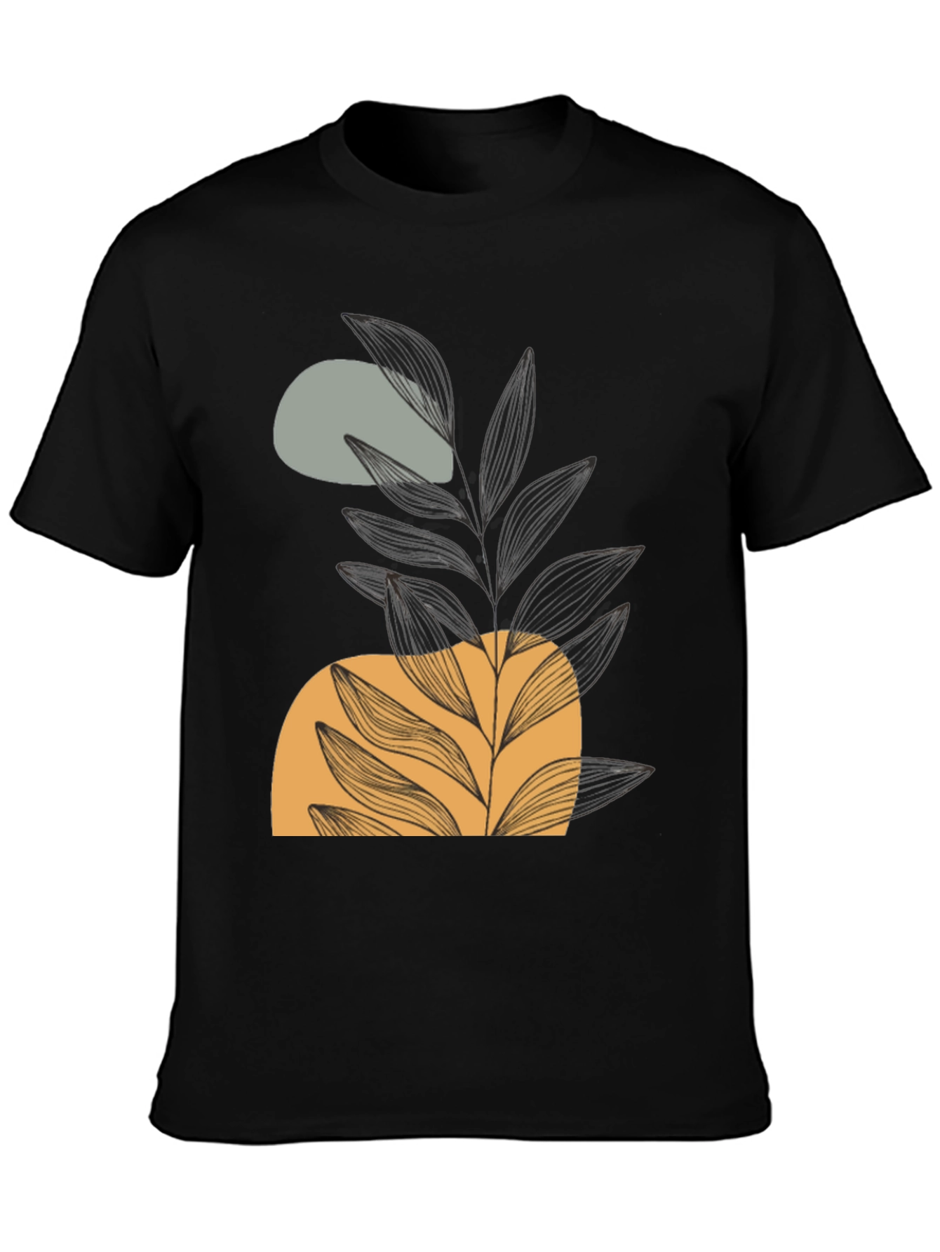 Black Abstract Plant Graphic Tee - Modern Casual Style view 3