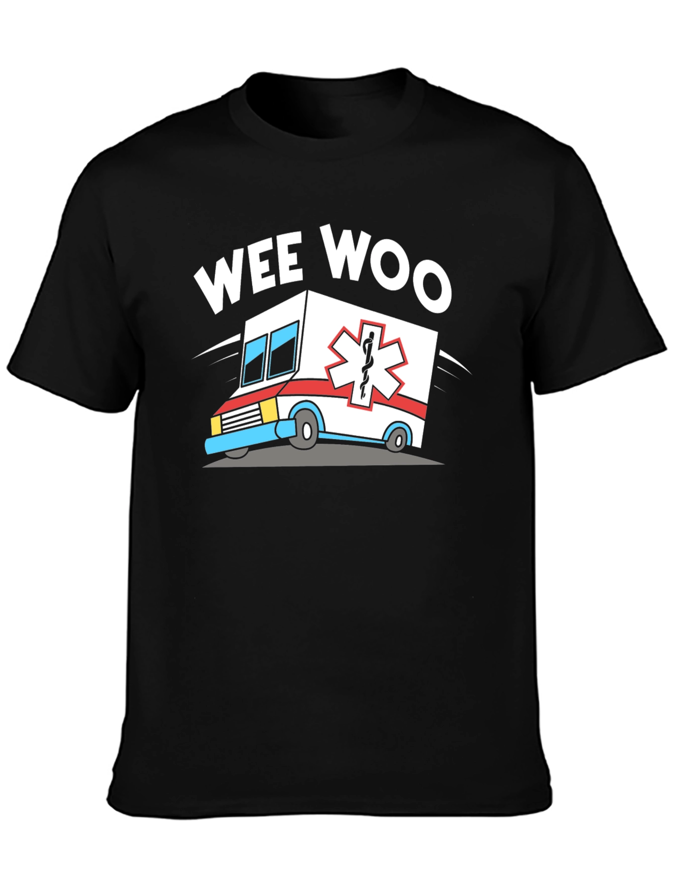 Black Wee Woo Ambulance Graphic Tee - Black T-Shirt view 3