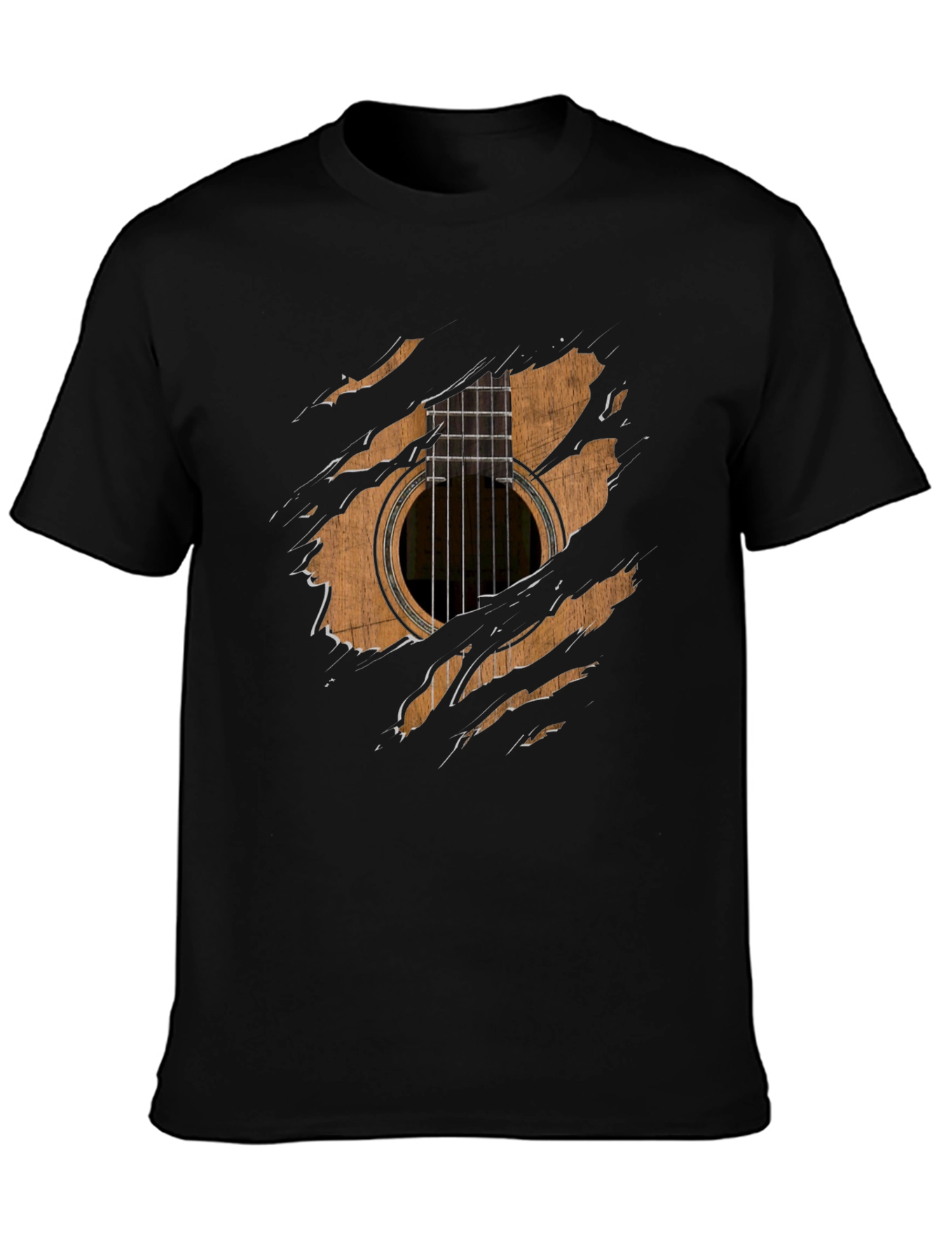 Black Guitar Ripped T-Shirt view 3