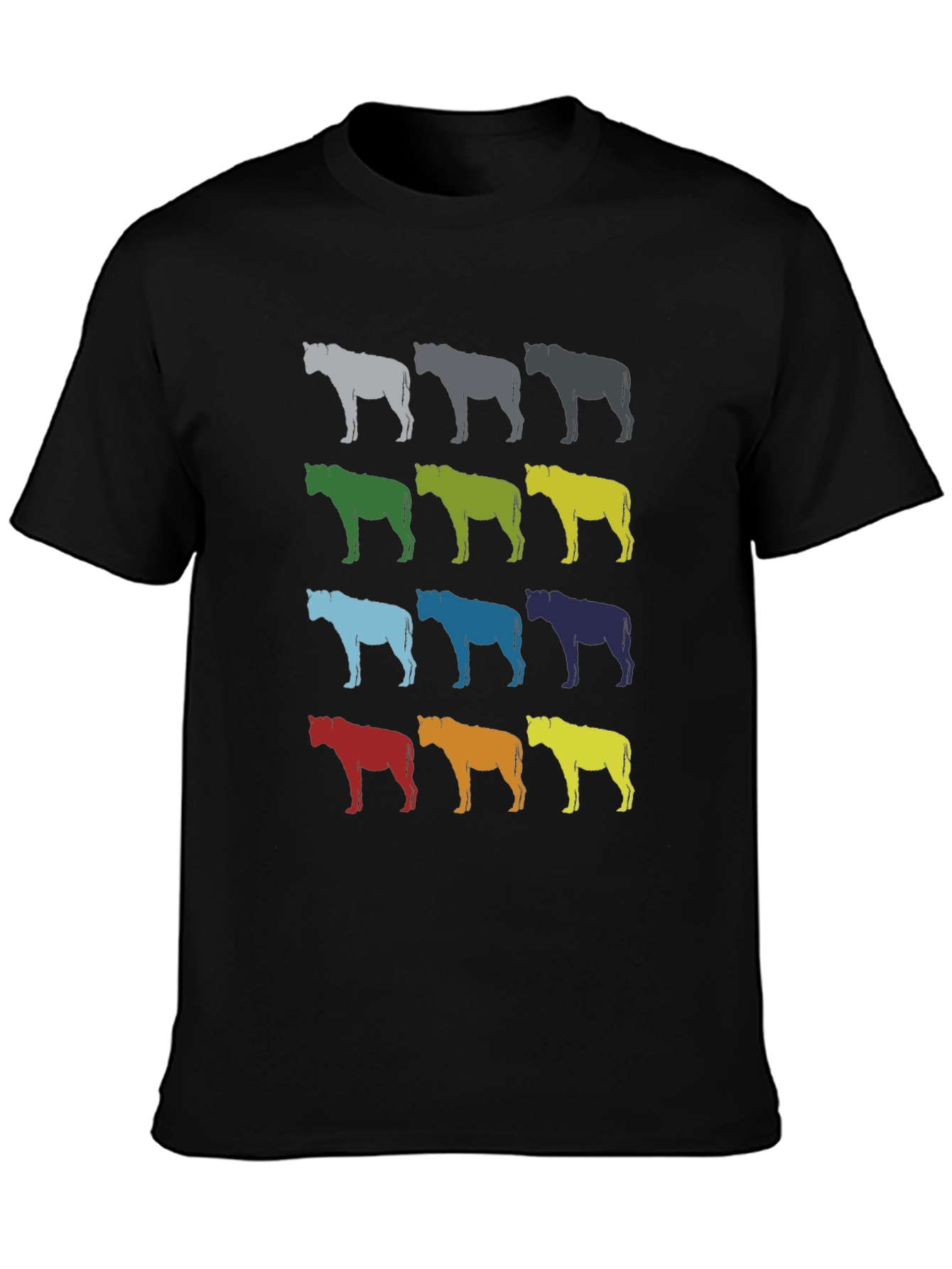 Colorful Bulls Graphic Tee - Stylish Men's Black T-Shirt - 3