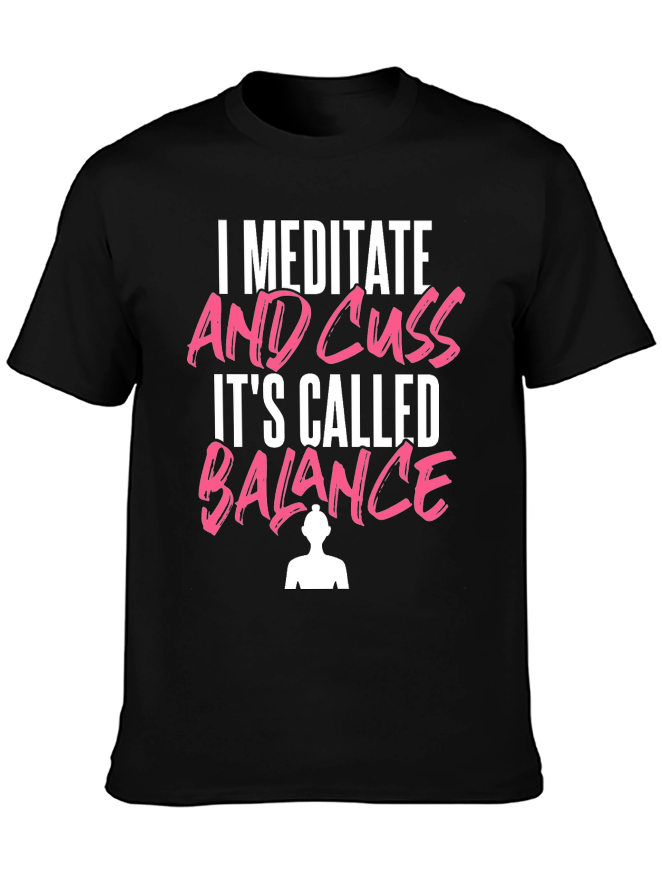 Black Meditate & Cuss T-Shirt Funny Yoga Tee view 3