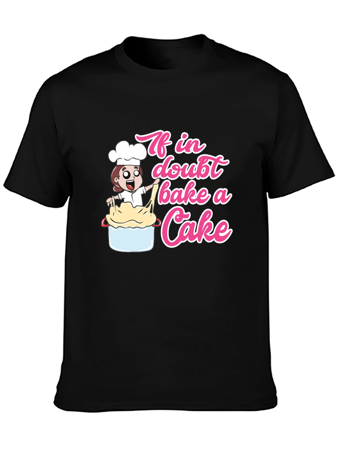 Black If In Doubt, Bake A Cake T-Shirt view 3