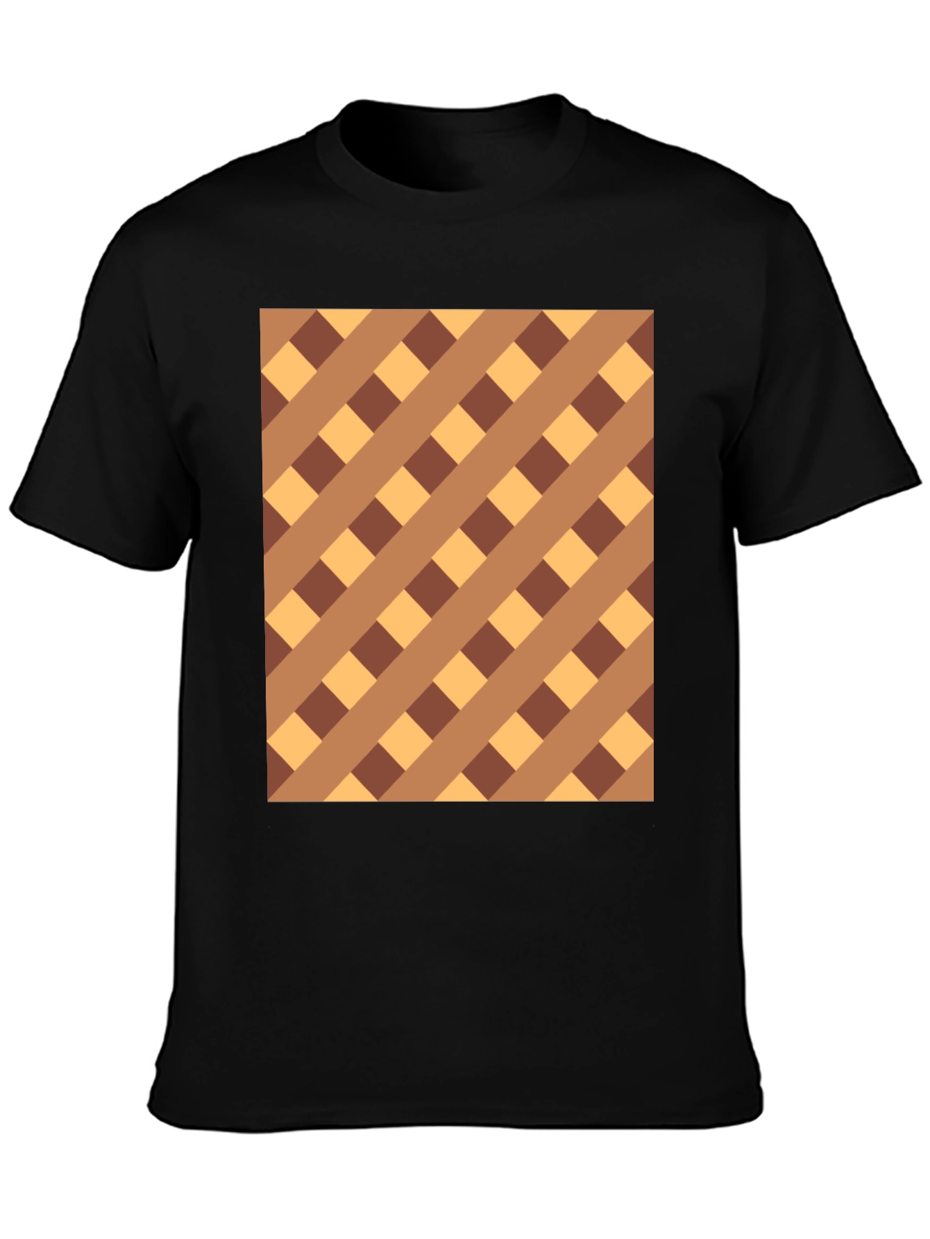 Black Brown Checkered Pattern Black Tee view 3