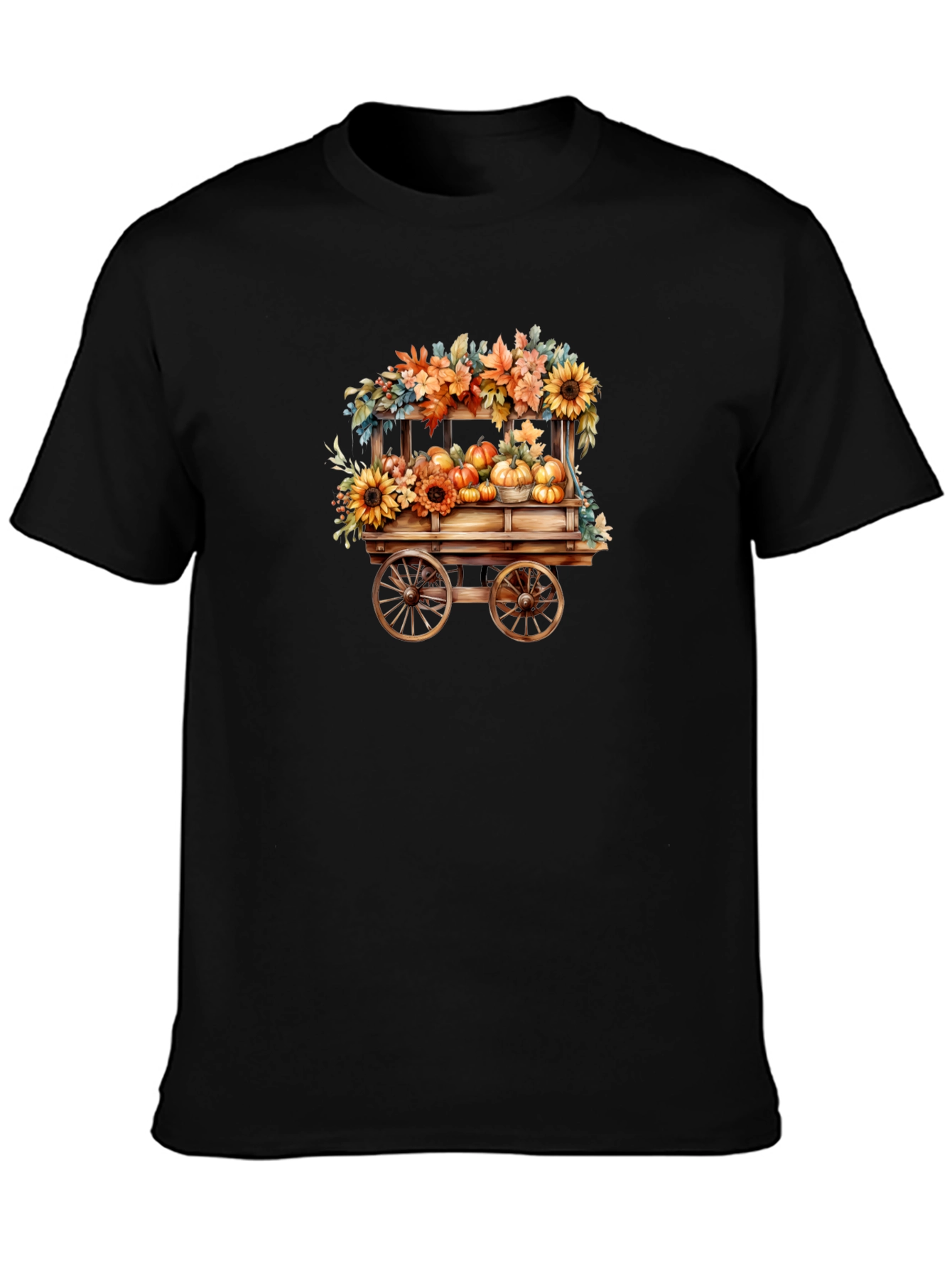 Black Fall Harvest Wagon T-Shirt - Black view 3