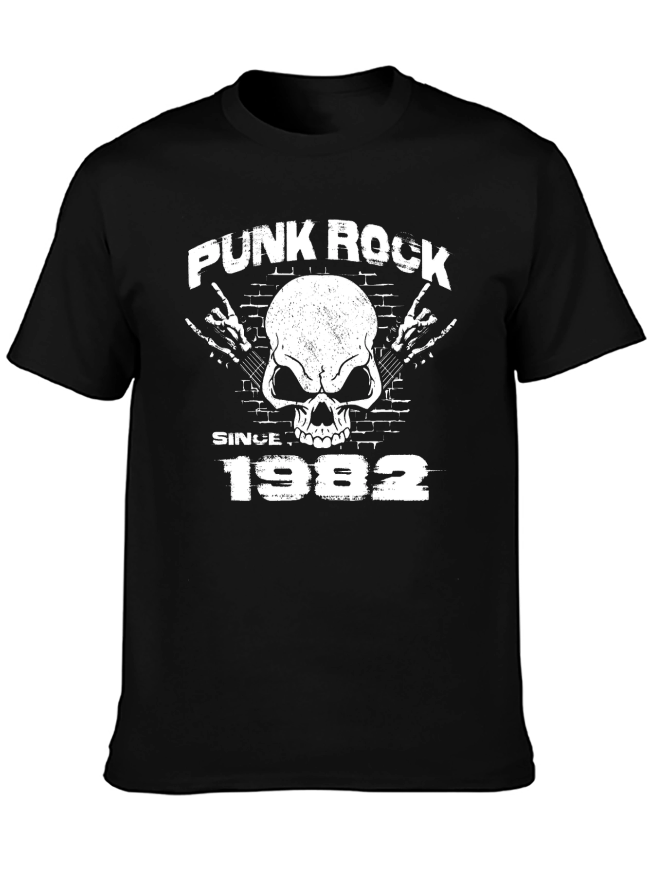 Black Punk Rock Since 1982 Black T-Shirt view 3