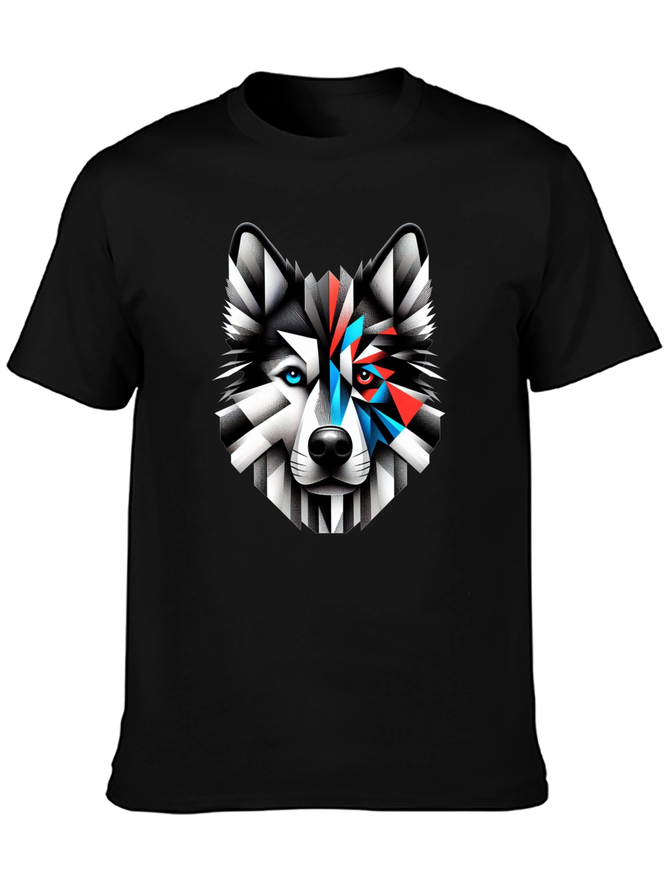 Black Geometric Wolf Graphic Print Tee view 3