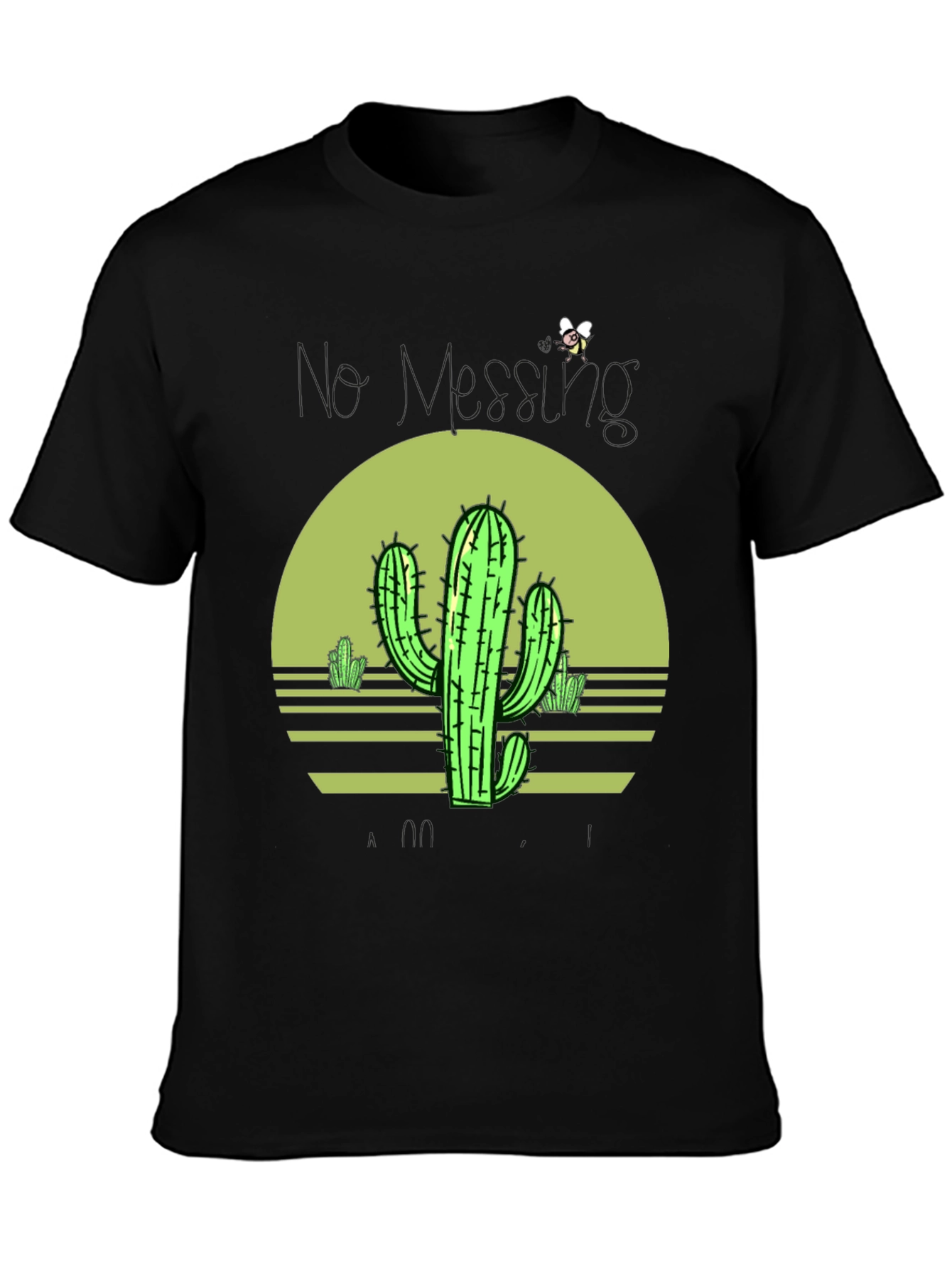 Black Cactus Sunset Graphic Tee - Unisex Black T-Shirt view 3