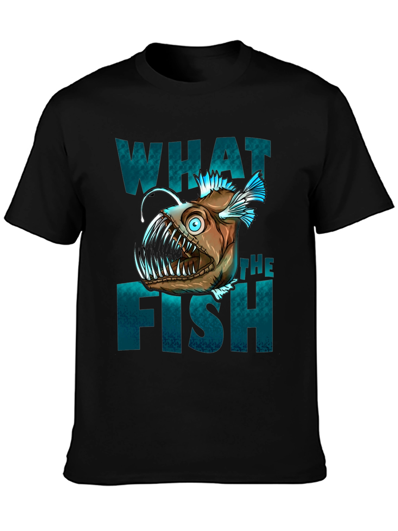 Black What The Fish T-Shirt - Anglerfish Graphic Tee view 3