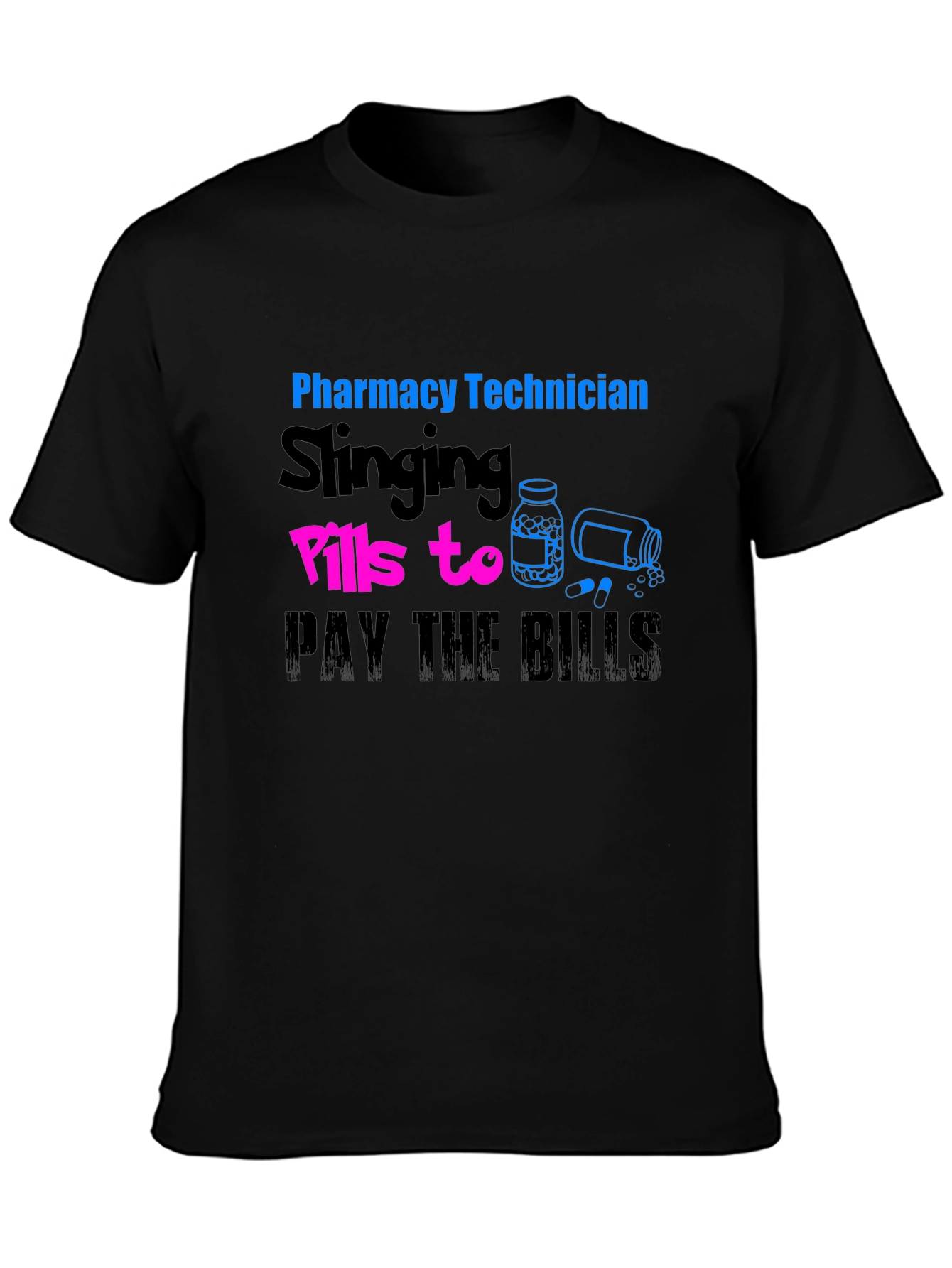Black Pharmacy Technician Slings Pills T-Shirt view 3