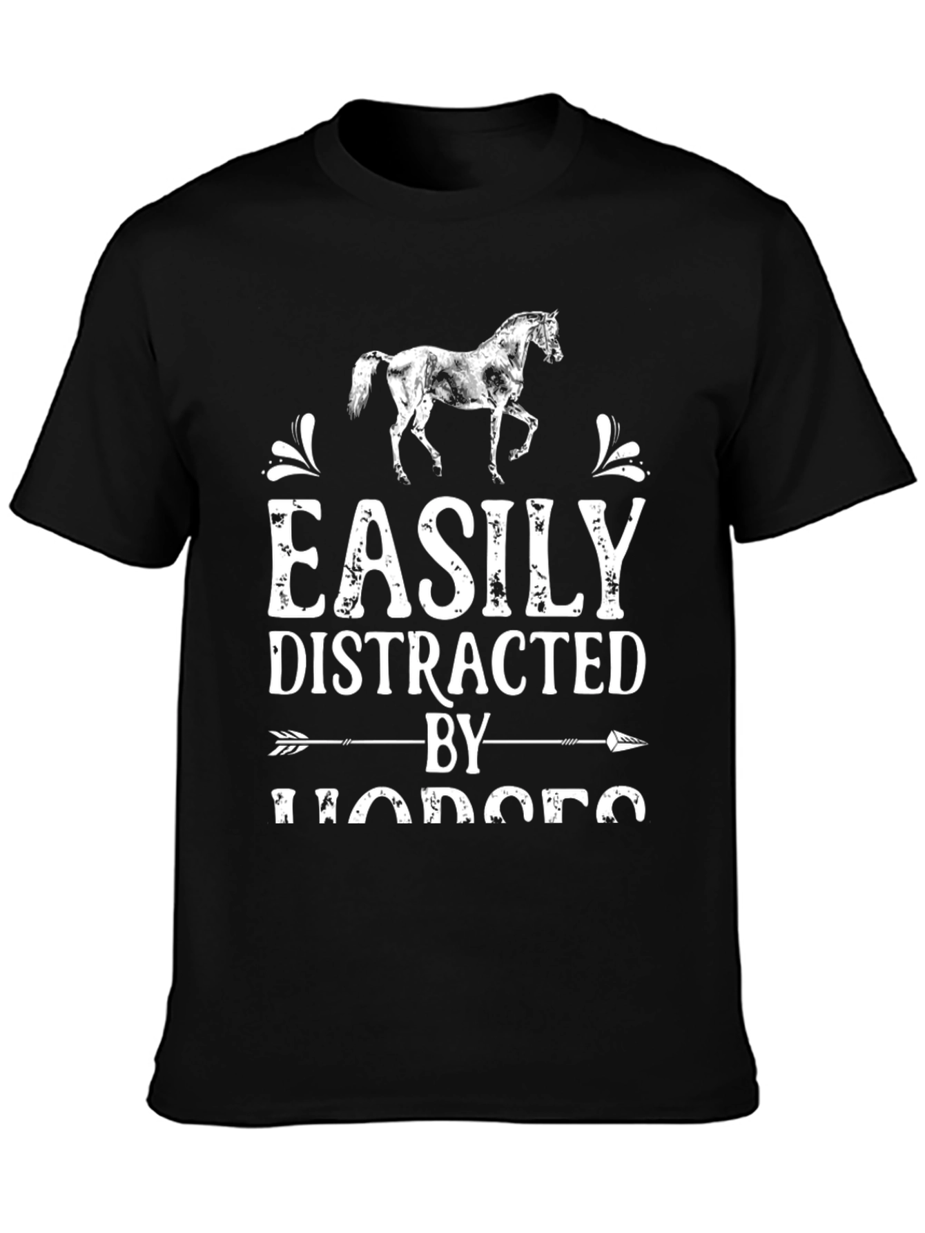 Black Easily Distracted By Horses Tee view 3
